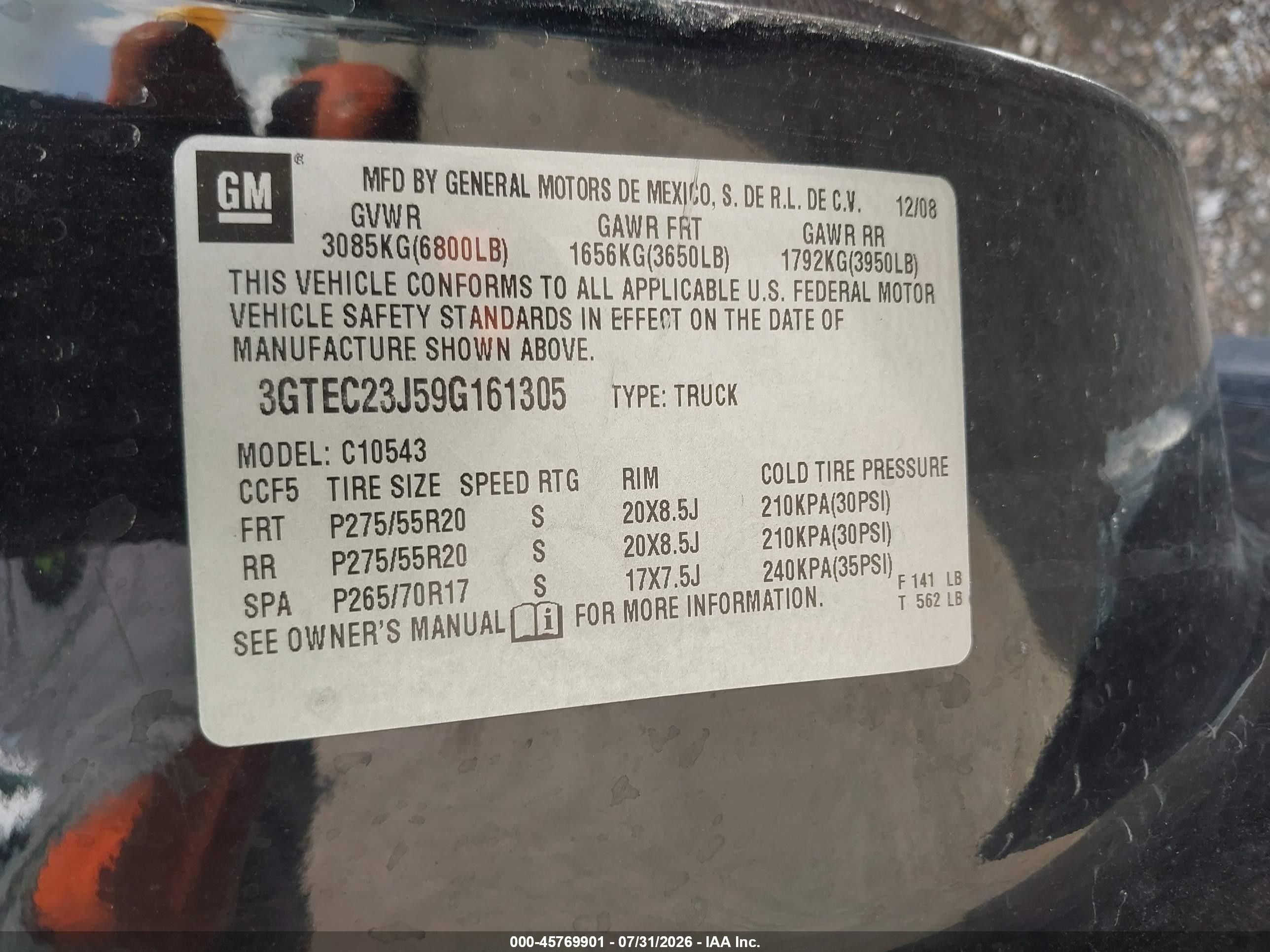 2009 Gmc Sierra 1500 Sle Черный vin: 3GTEC23J59G161305