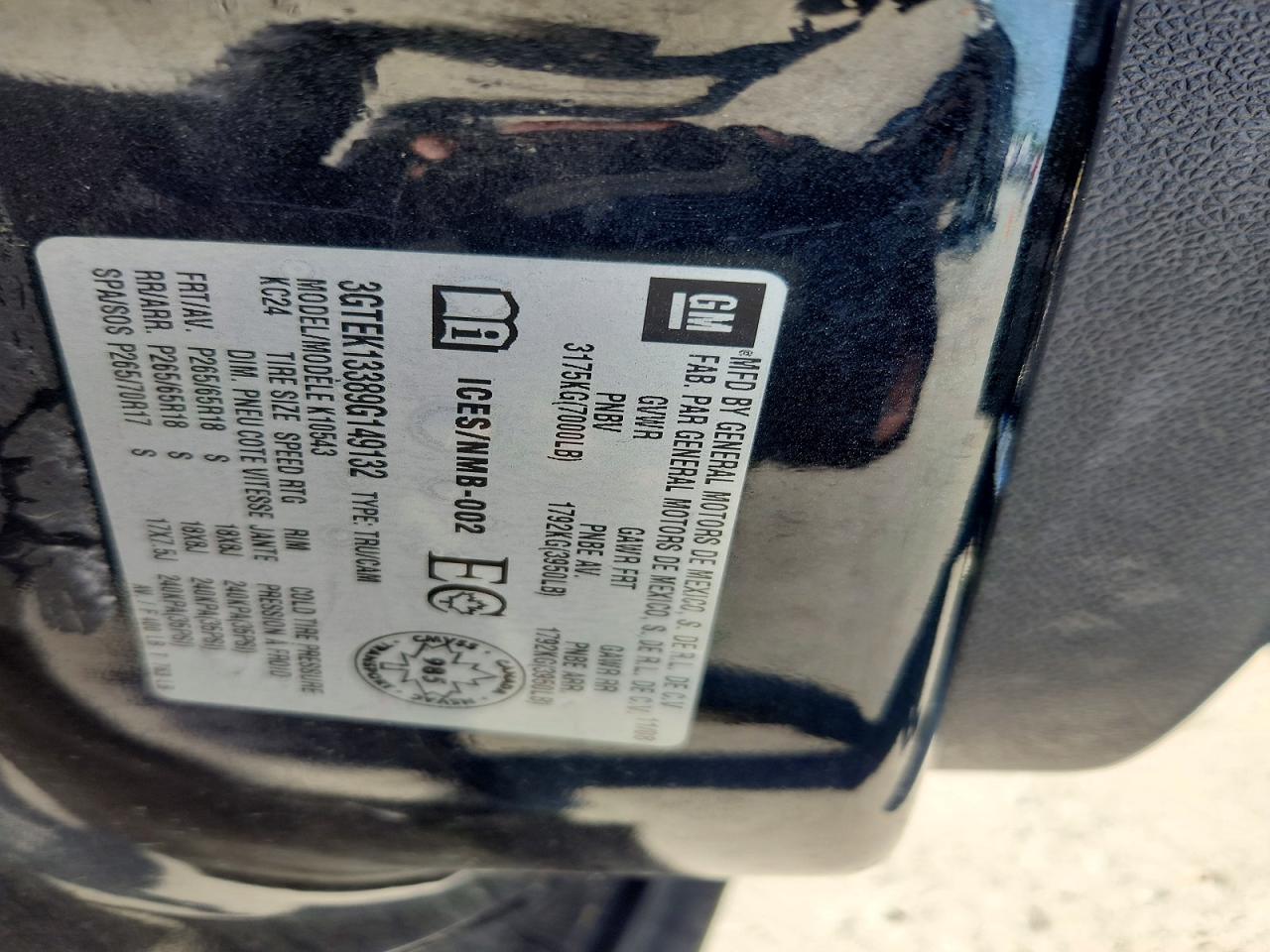 2009 Gmc Sierra K1500 Черный vin: 3GTEK13389G149132