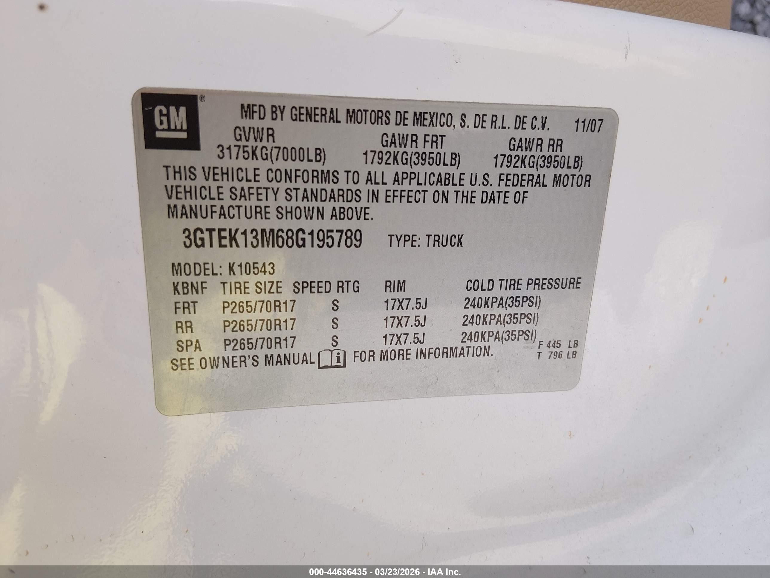 2008 Gmc Sierra 1500 Slt White vin: 3GTEK13M68G195789