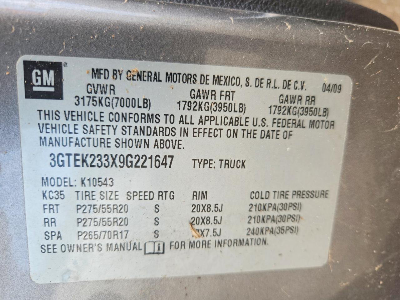 2009 Gmc Sierra K1500 Sle Gray vin: 3GTEK233X9G221647