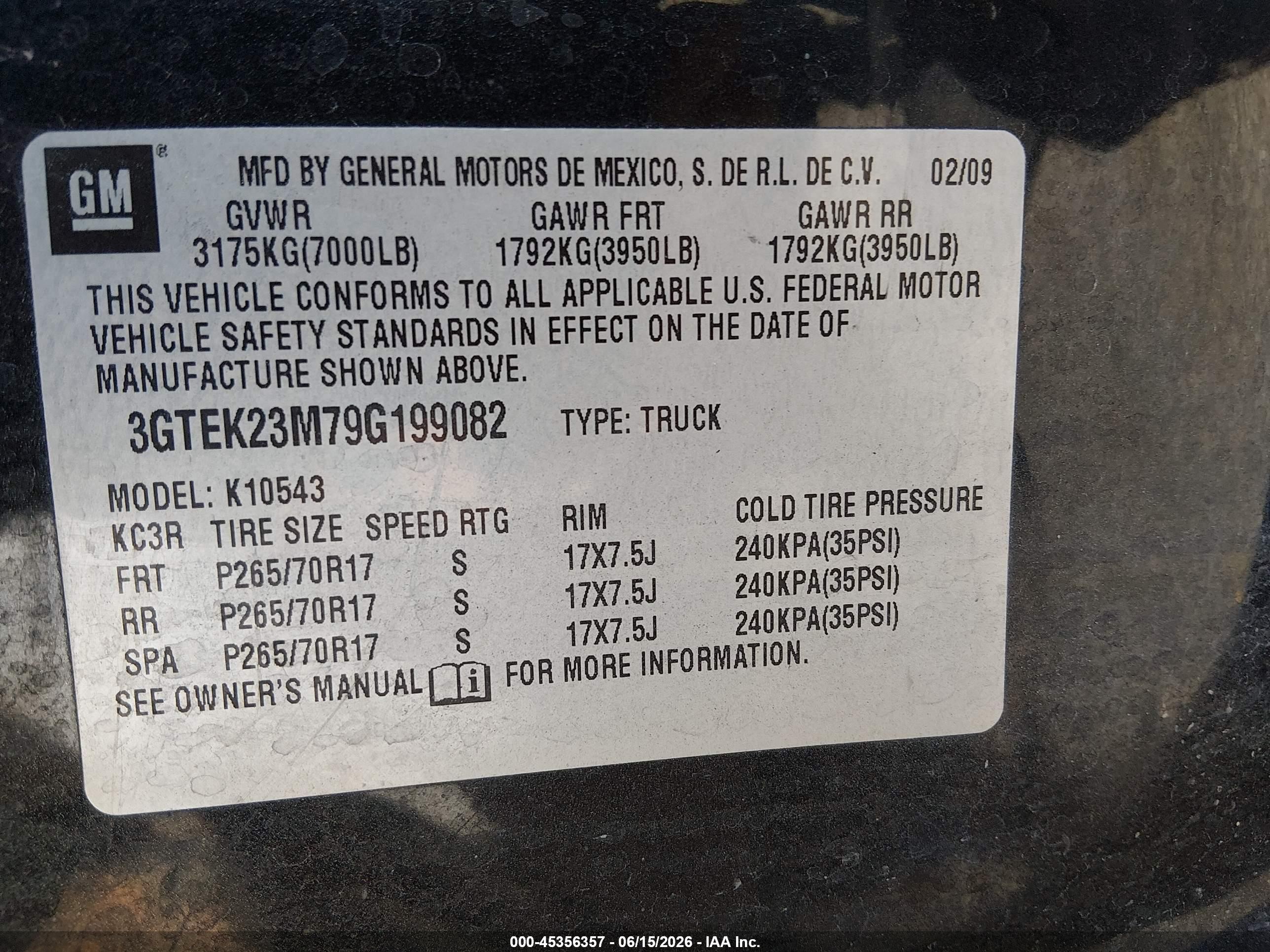 2009 Gmc Sierra 1500 Sle Черный vin: 3GTEK23M79G199082
