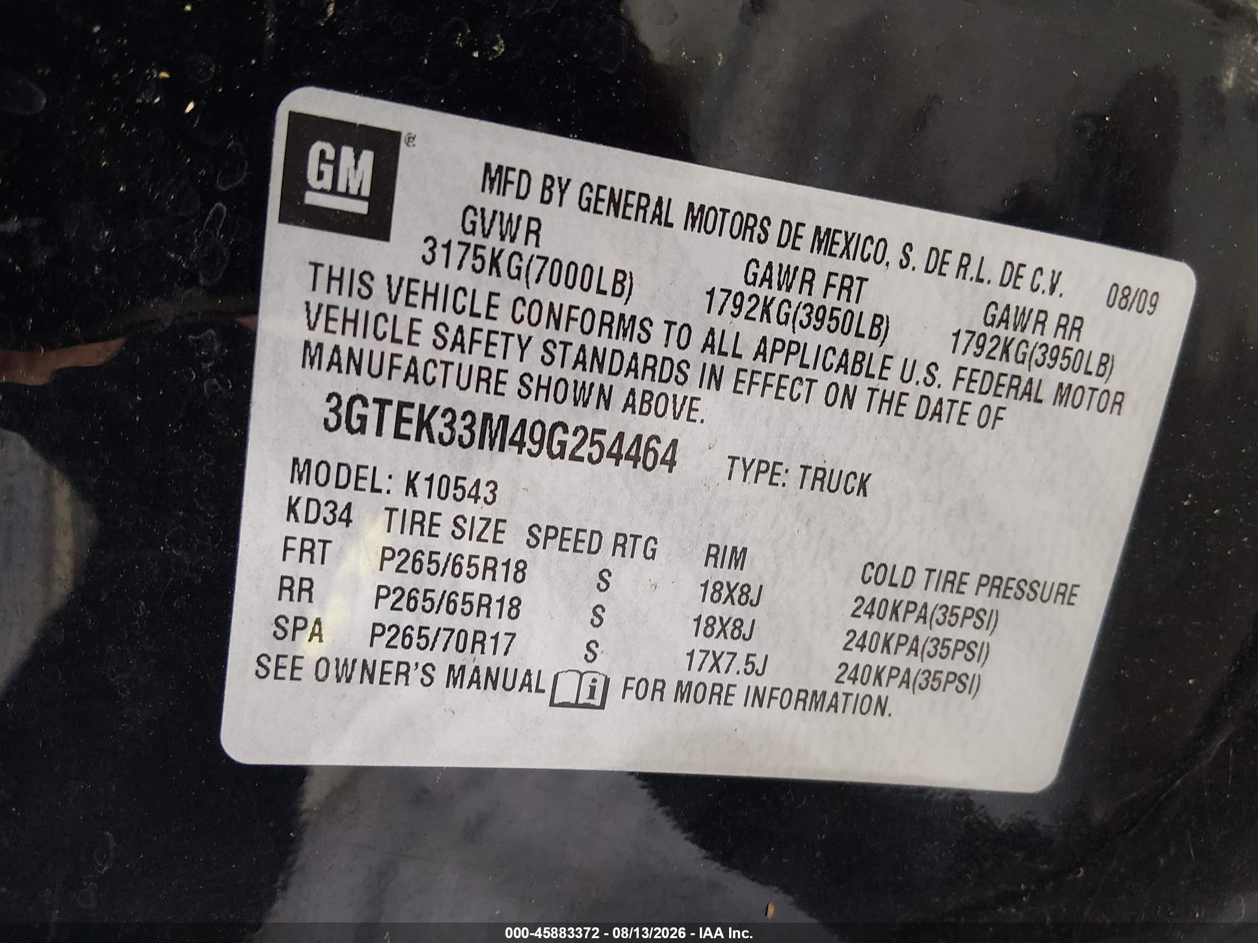 2009 Gmc Sierra 1500 Slt Black vin: 3GTEK33M49G254464