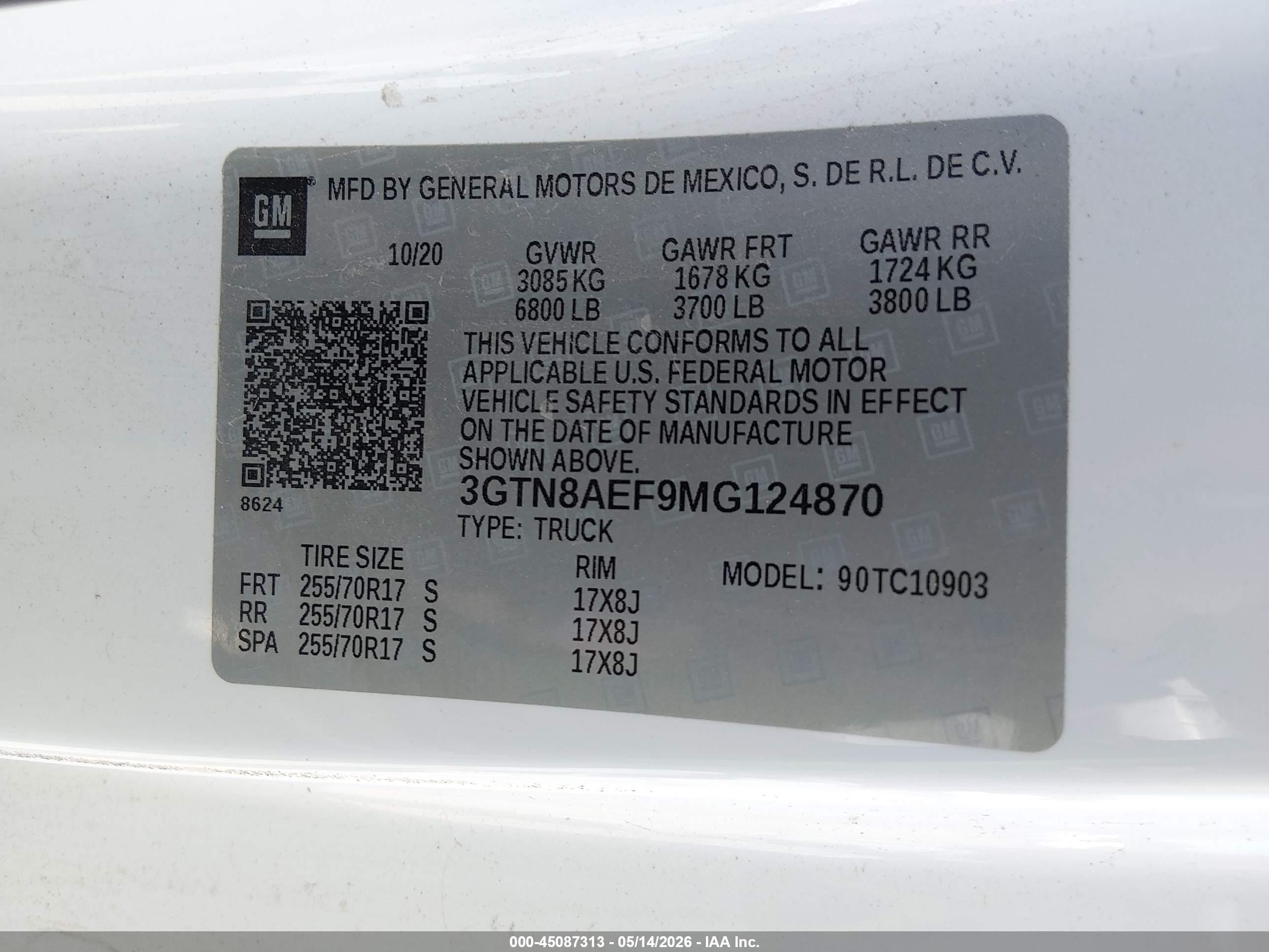2021 Gmc Sierra 1500 2wd  Long Box White vin: 3GTN8AEF9MG124870