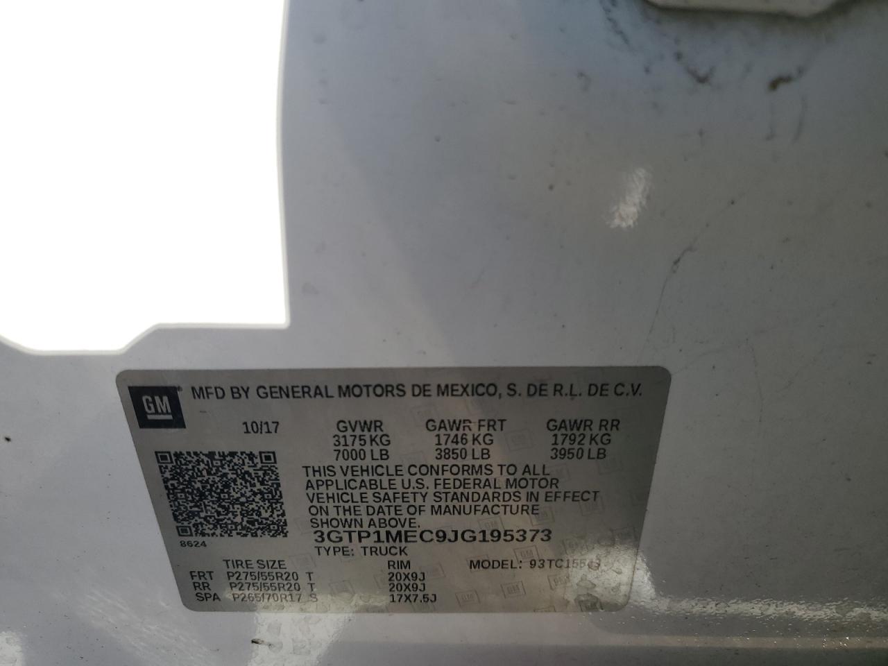 2018 Gmc Sierra C1500 Sle White vin: 3GTP1MEC9JG195373