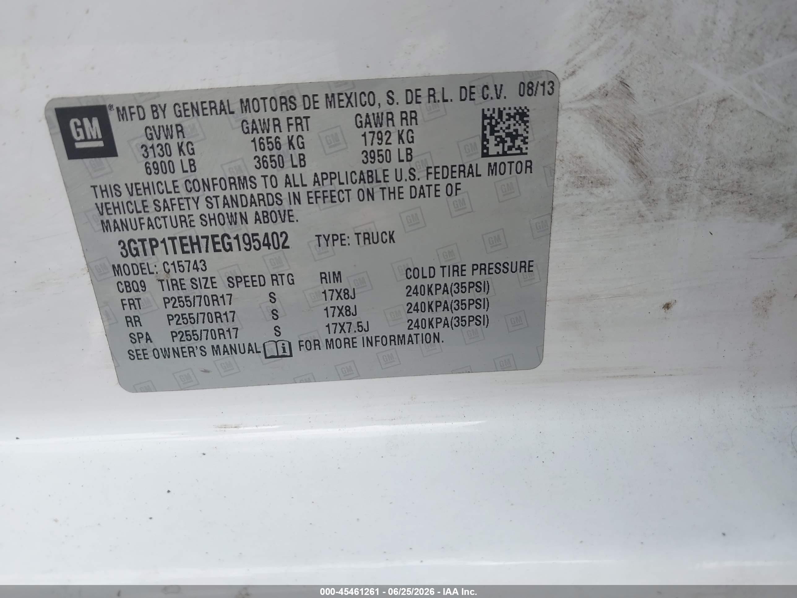 2014 Gmc Sierra 1500   White vin: 3GTP1TEH7EG195402