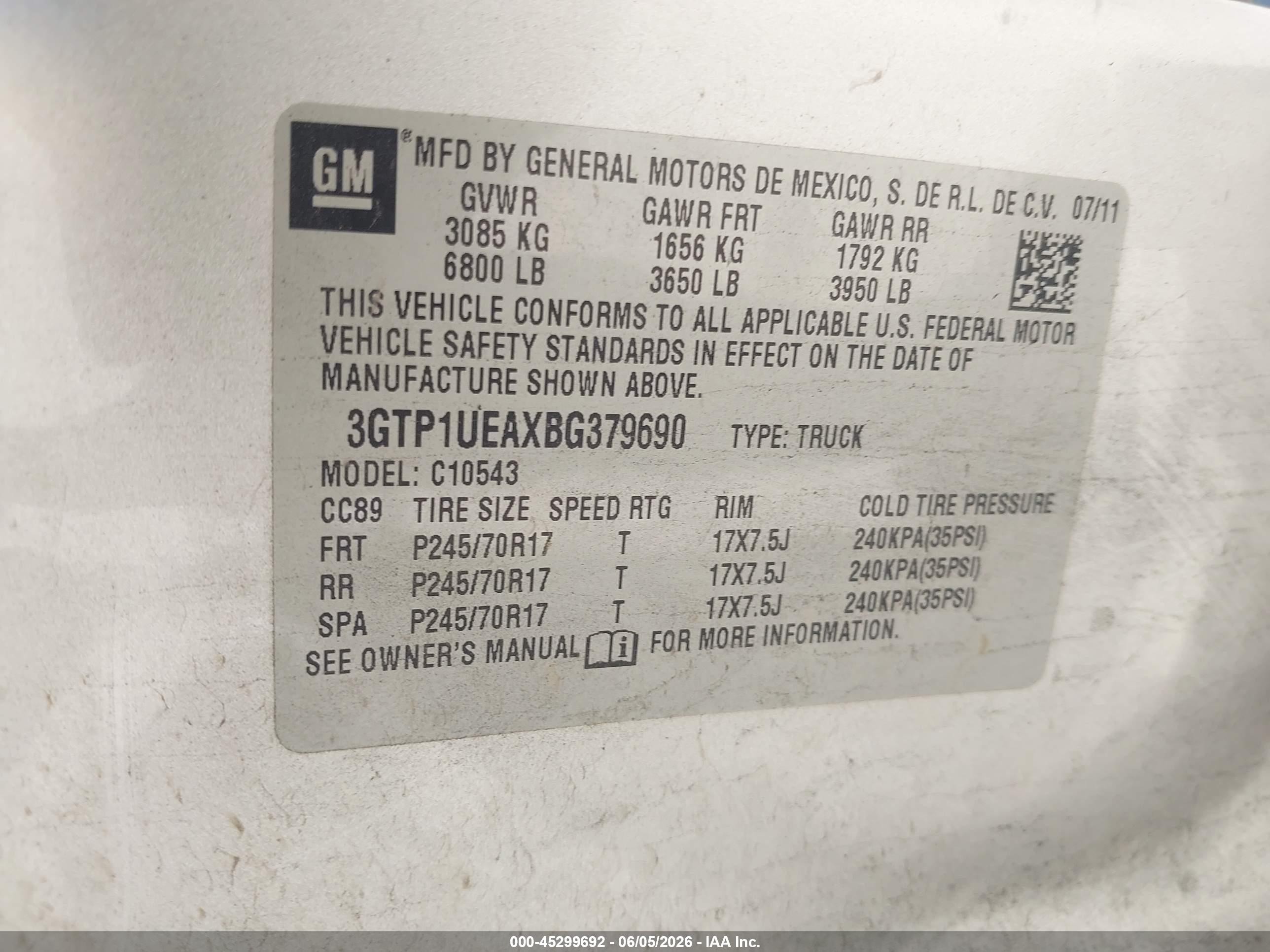 2011 Gmc Sierra 1500 Sl Gray vin: 3GTP1UEAXBG379690