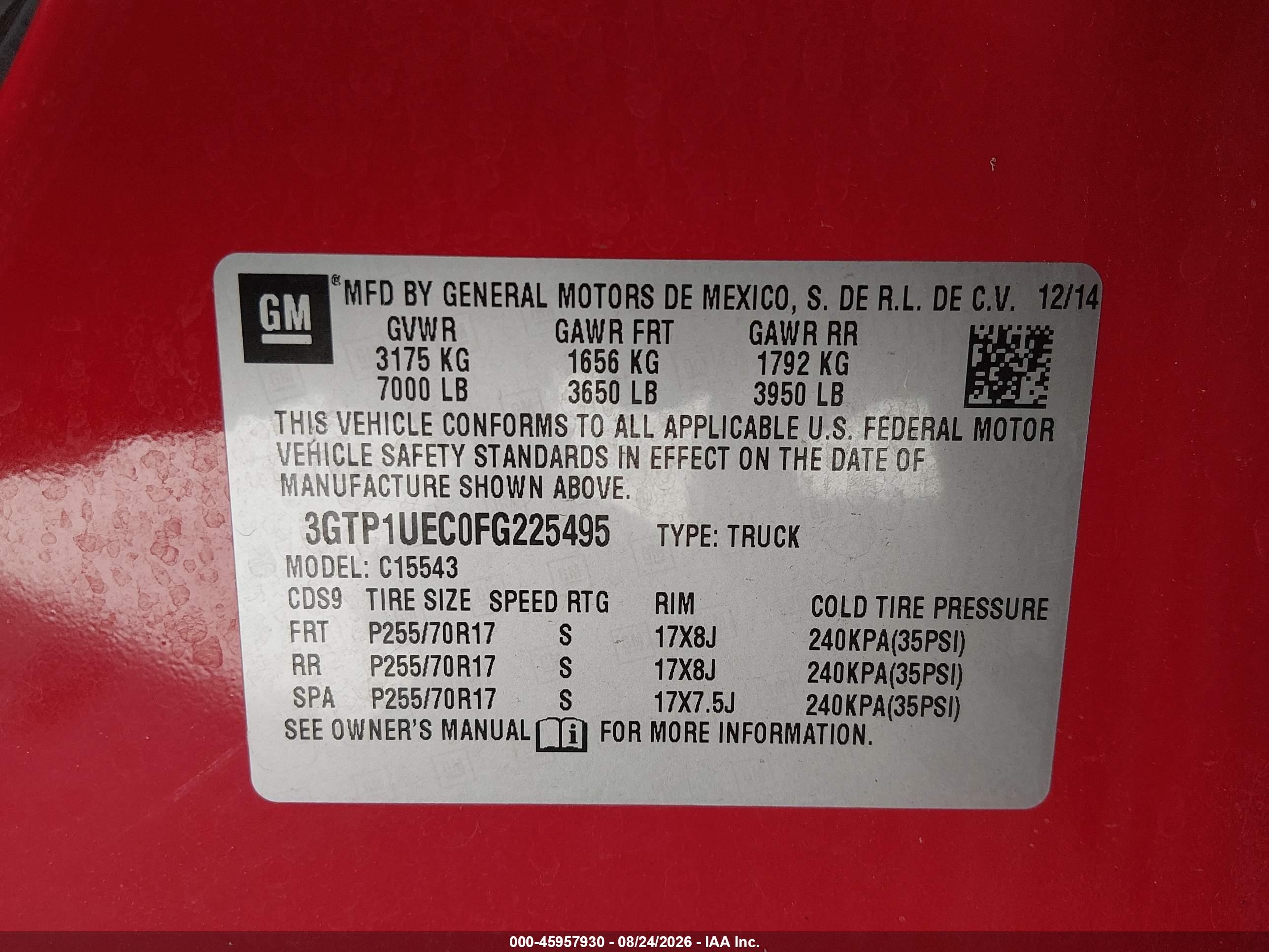2015 Gmc Sierra 1500 Sle Красный vin: 3GTP1UEC0FG225495