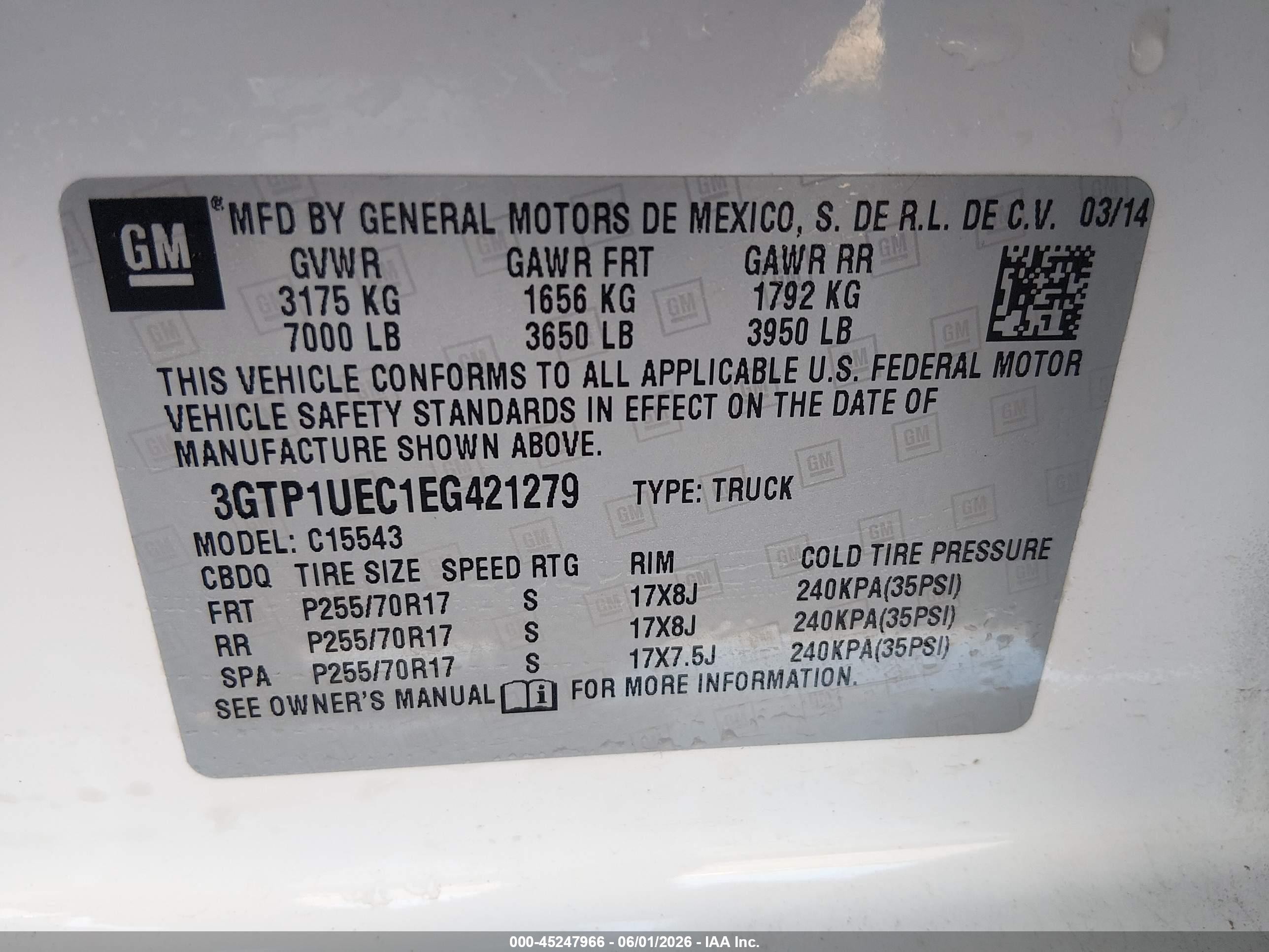 2014 Gmc Sierra 1500 Sle White vin: 3GTP1UEC1EG421279