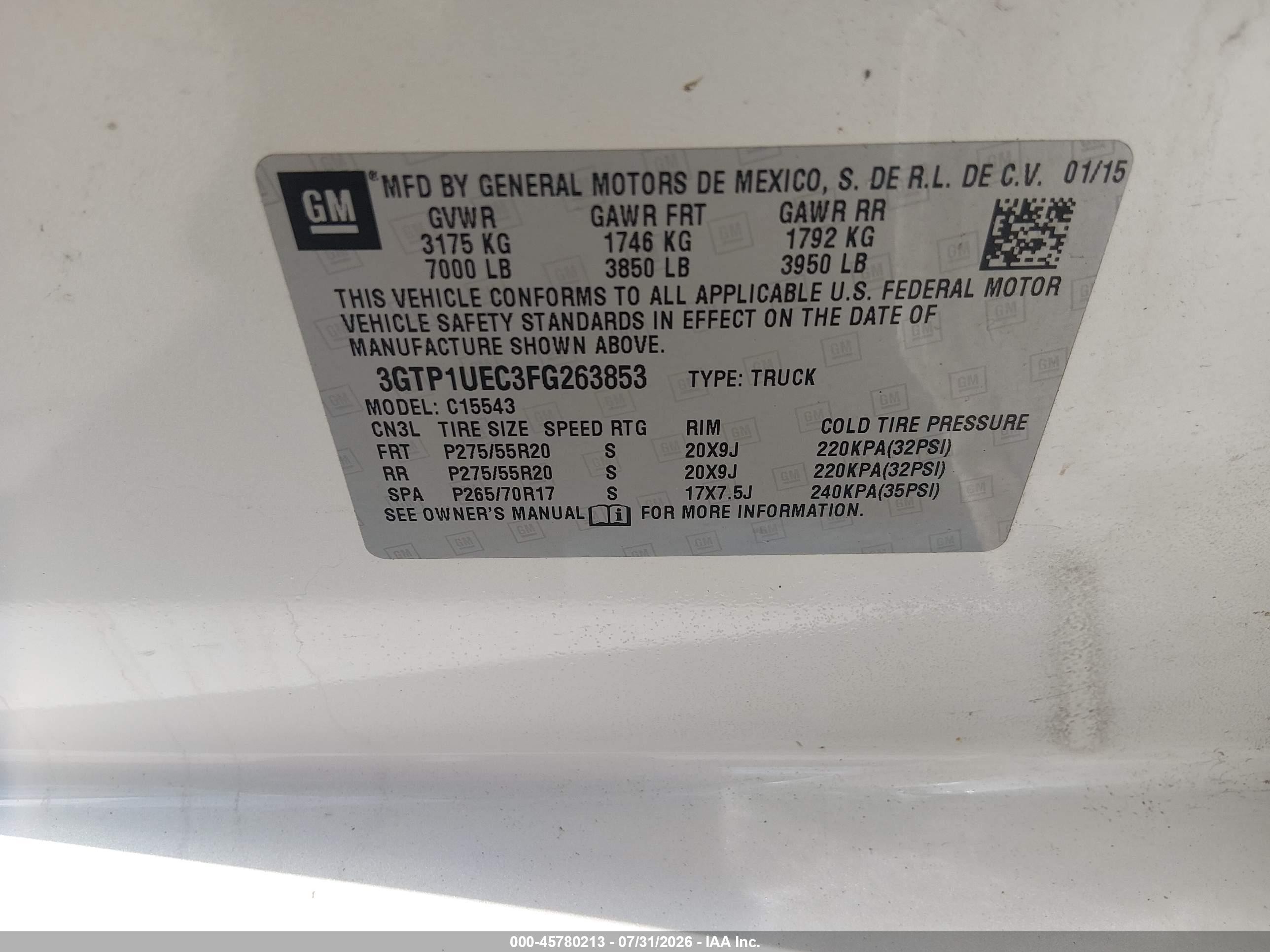 2015 Gmc Sierra 1500 Sle White vin: 3GTP1UEC3FG263853