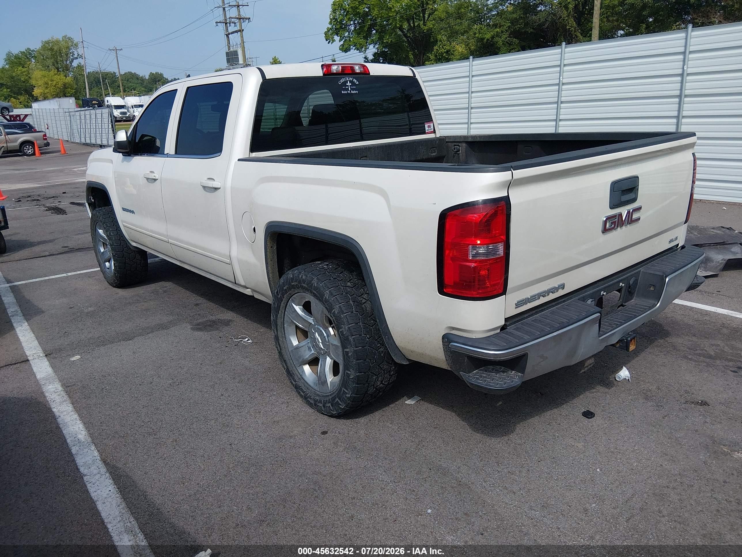 2015 Gmc Sierra 1500 Sle White vin: 3GTP1UEC5FG109564