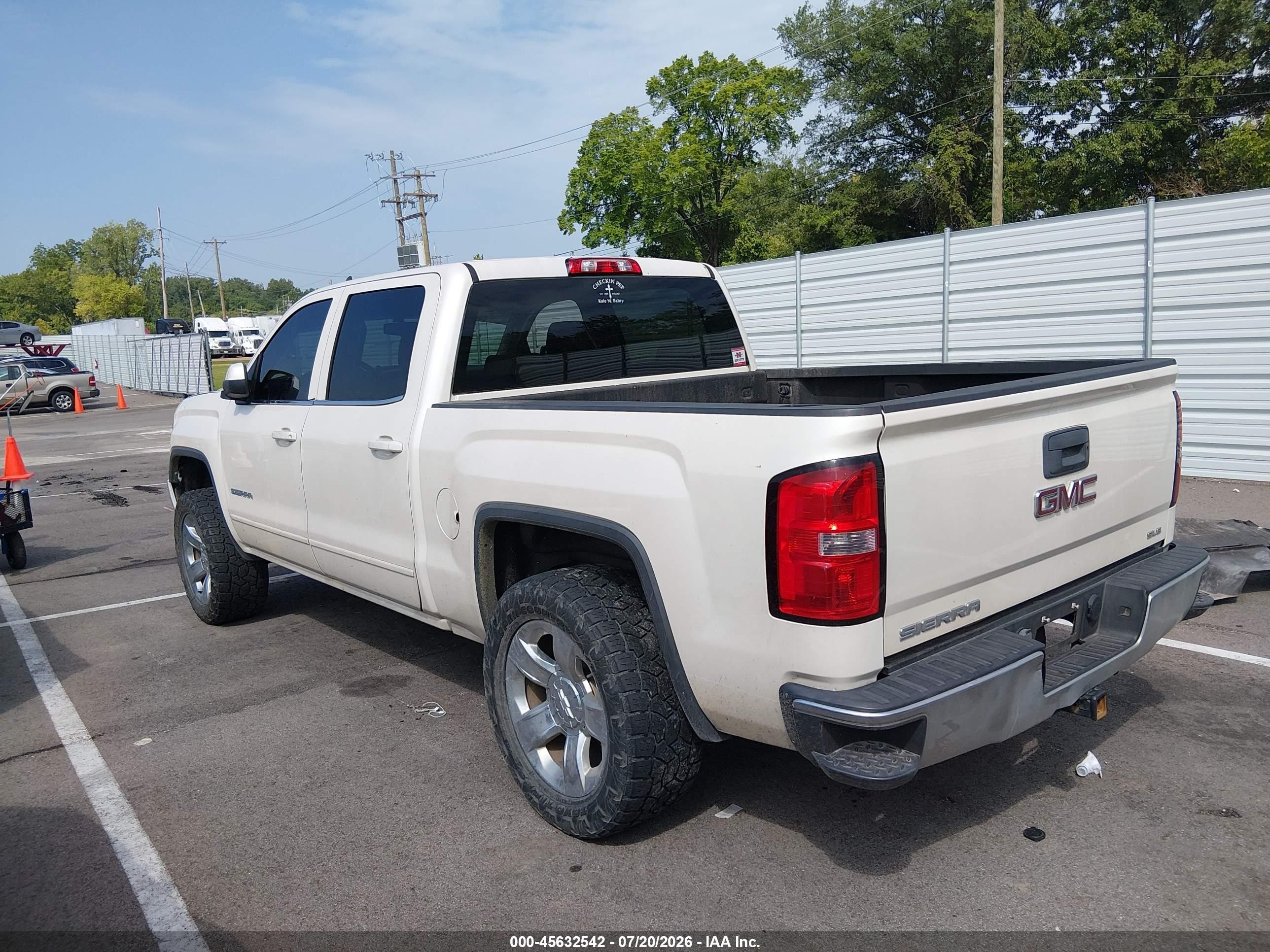 2015 Gmc Sierra 1500 Sle White vin: 3GTP1UEC5FG109564