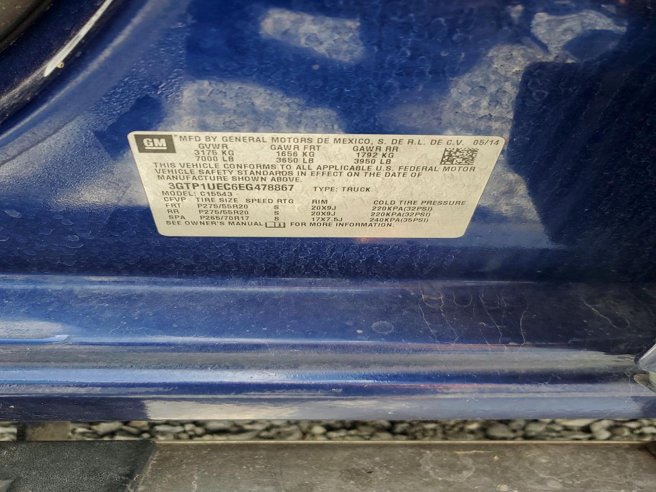 2014 Gmc Sierra C1500 Sle Blue vin: 3GTP1UEC6EG478867