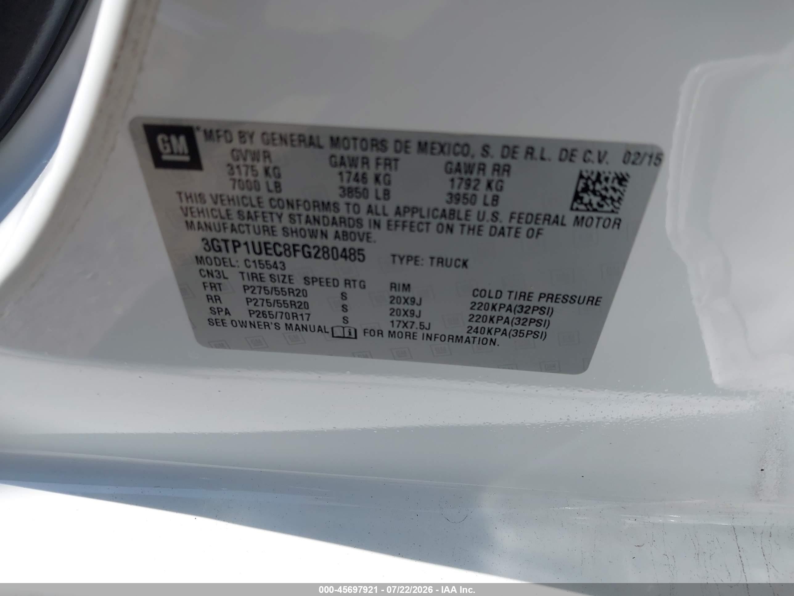 2015 Gmc Sierra 1500 Sle Белый vin: 3GTP1UEC8FG280485