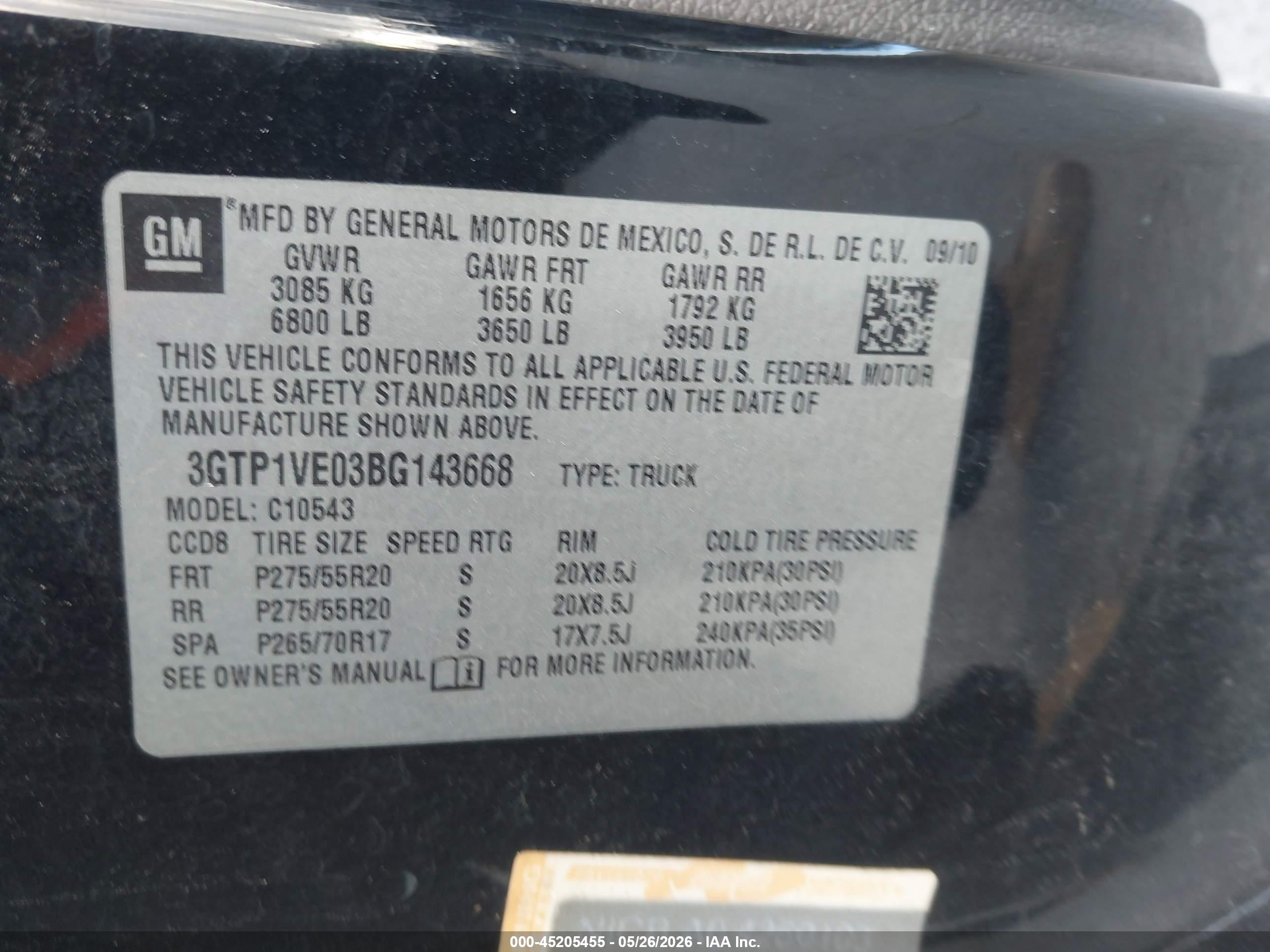 2011 Gmc Sierra 1500 Sle Black vin: 3GTP1VE03BG143668