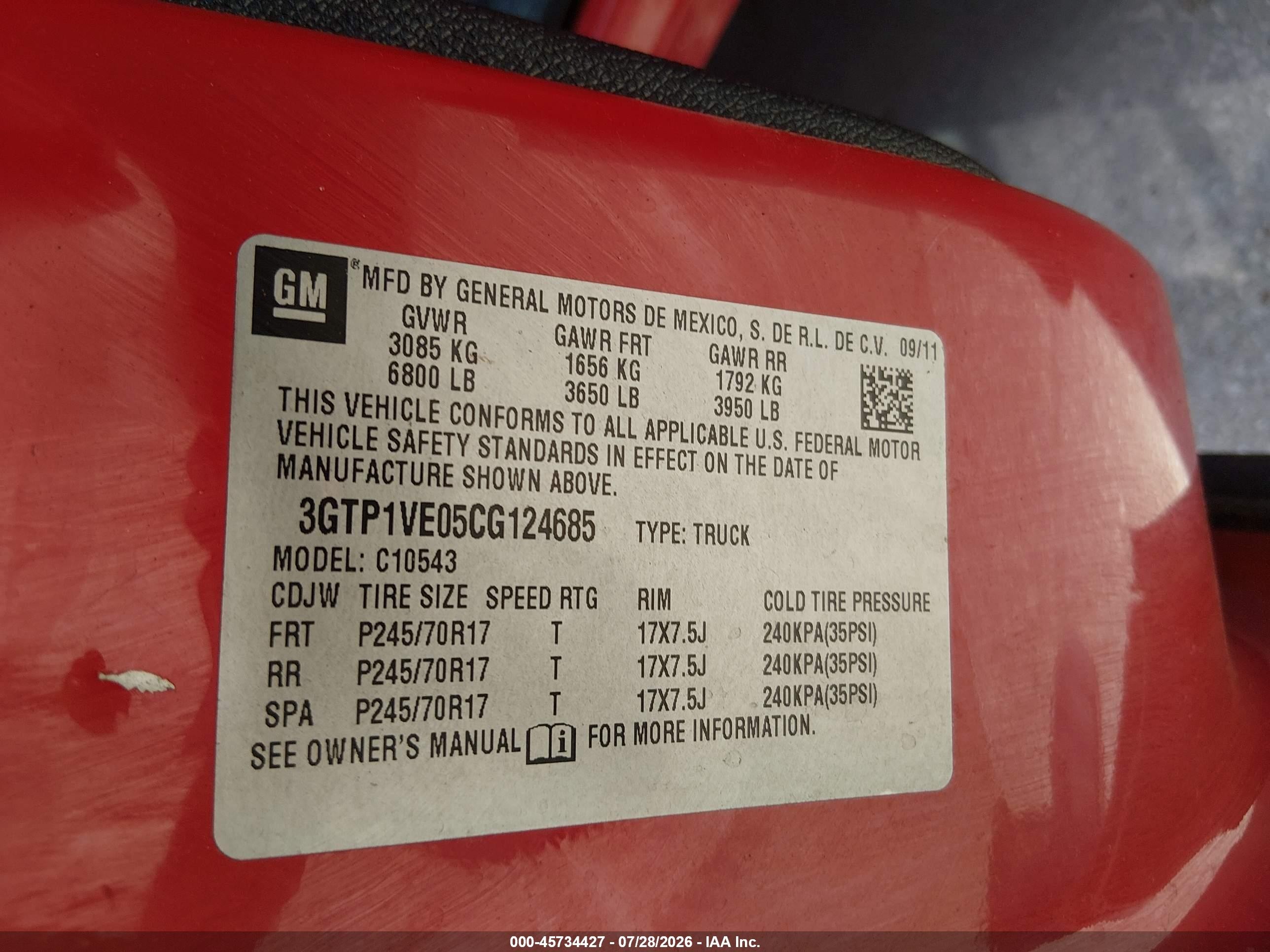 2012 Gmc Sierra 1500 Sle Red vin: 3GTP1VE05CG124685