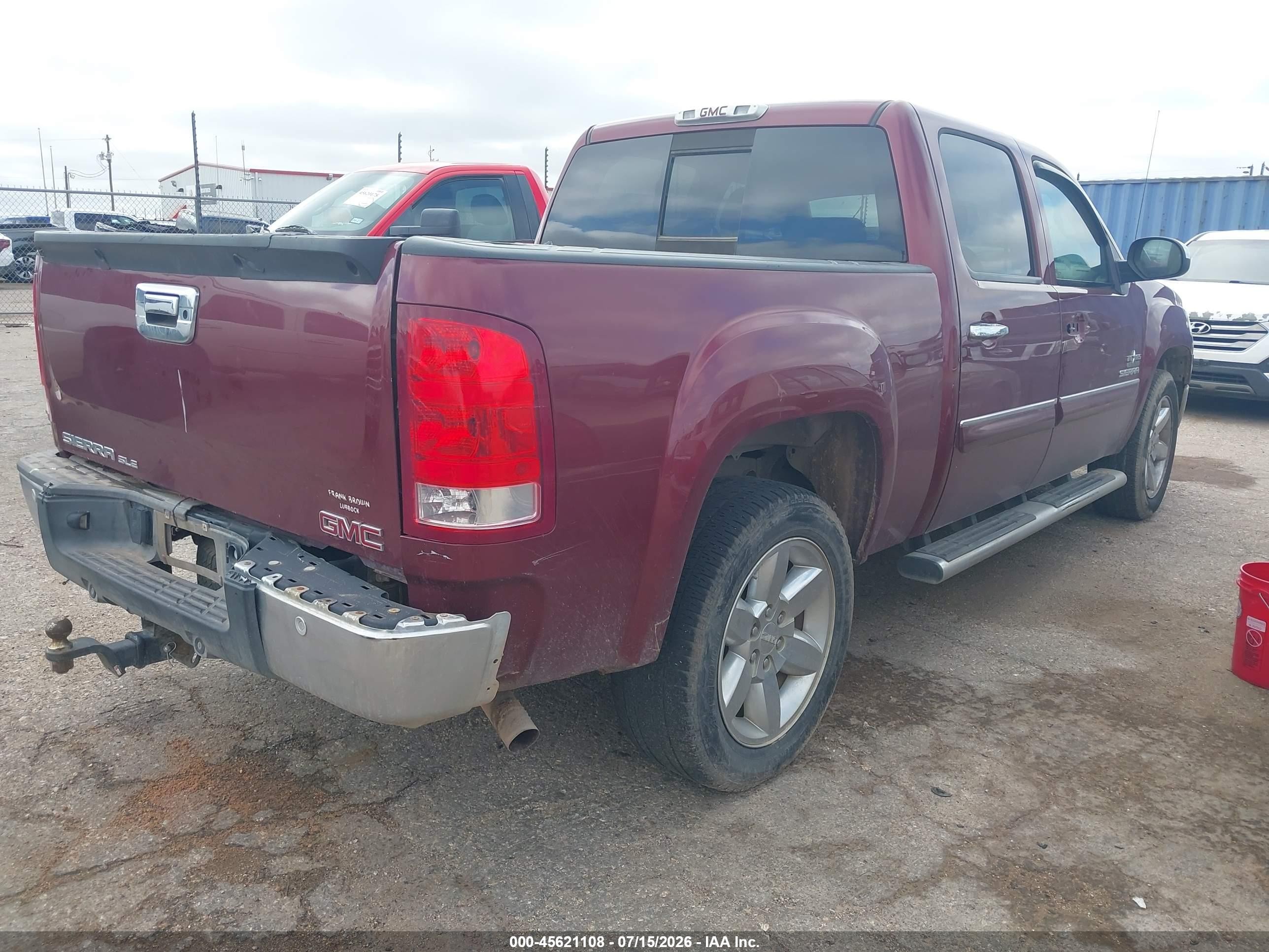 2013 Gmc Sierra 1500 Sle Burgundy vin: 3GTP1VE05DG236601
