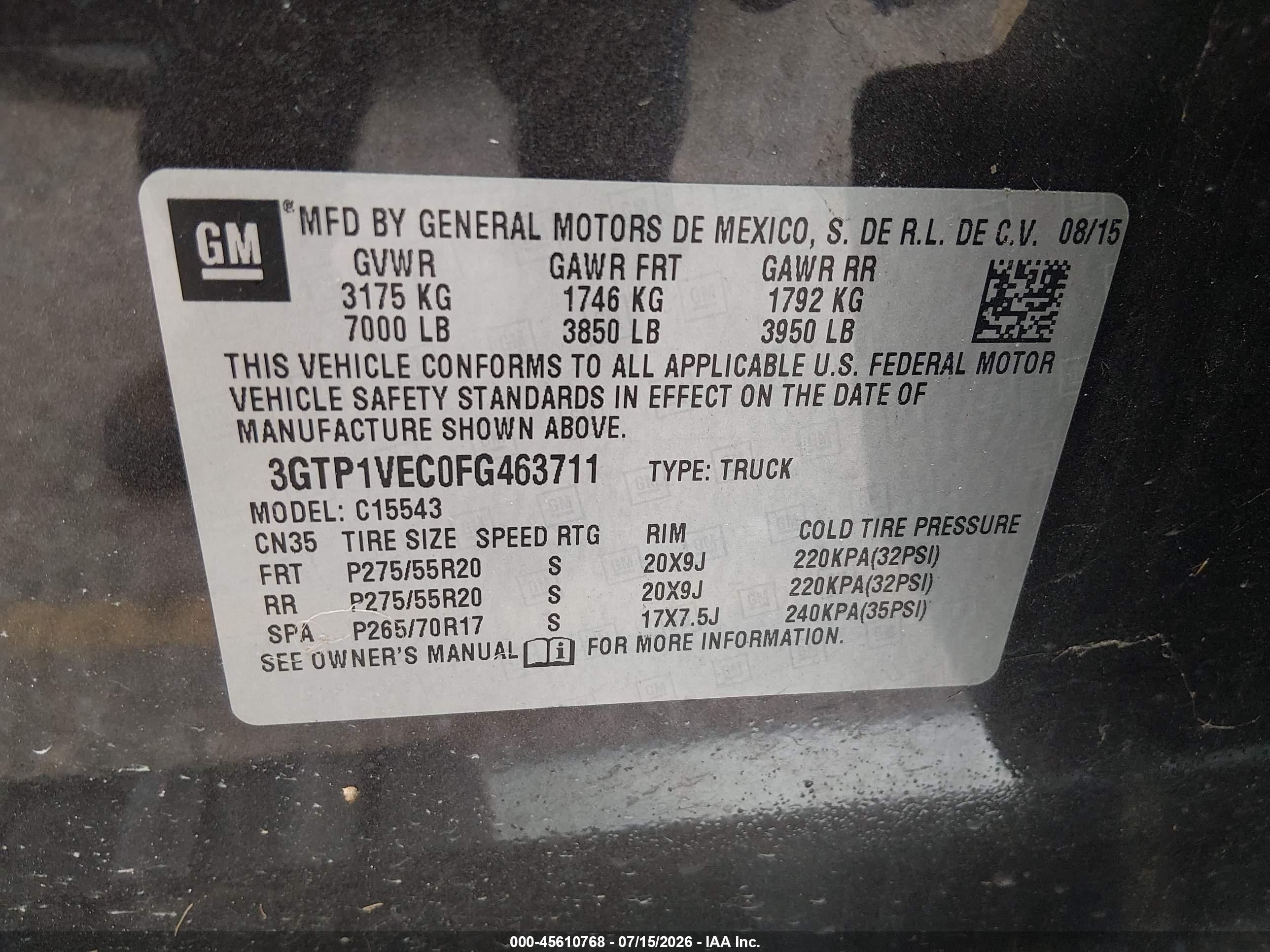 2015 Gmc Sierra 1500 Slt Gray vin: 3GTP1VEC0FG463711