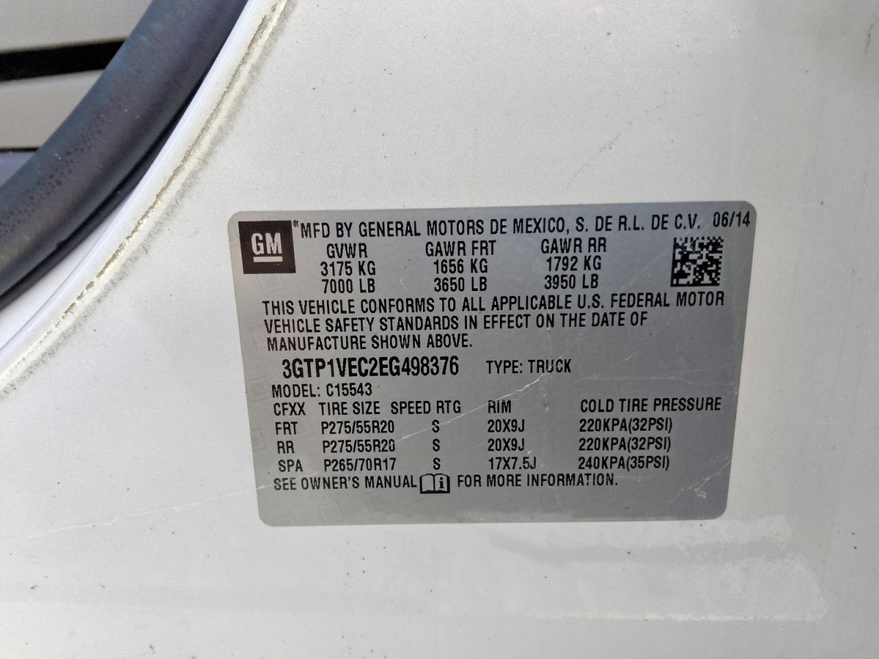2014 Gmc Sierra C1500 Slt White vin: 3GTP1VEC2EG498376