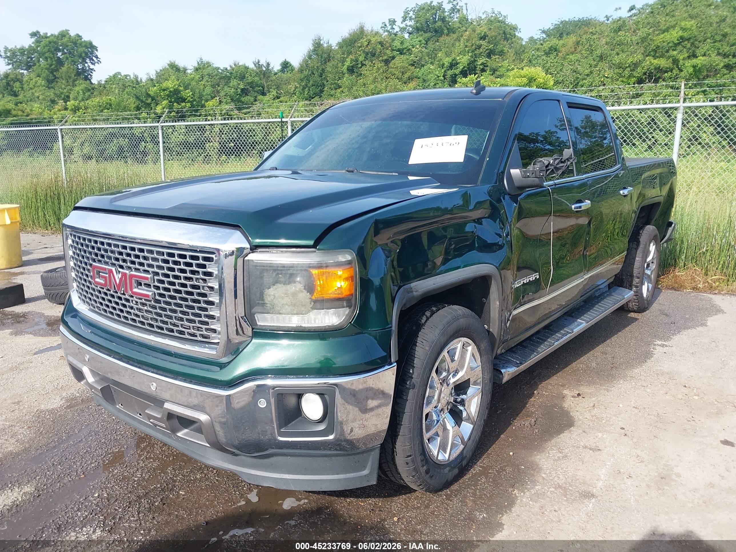 2014 Gmc Sierra 1500 Slt Green vin: 3GTP1VEC3EG499018