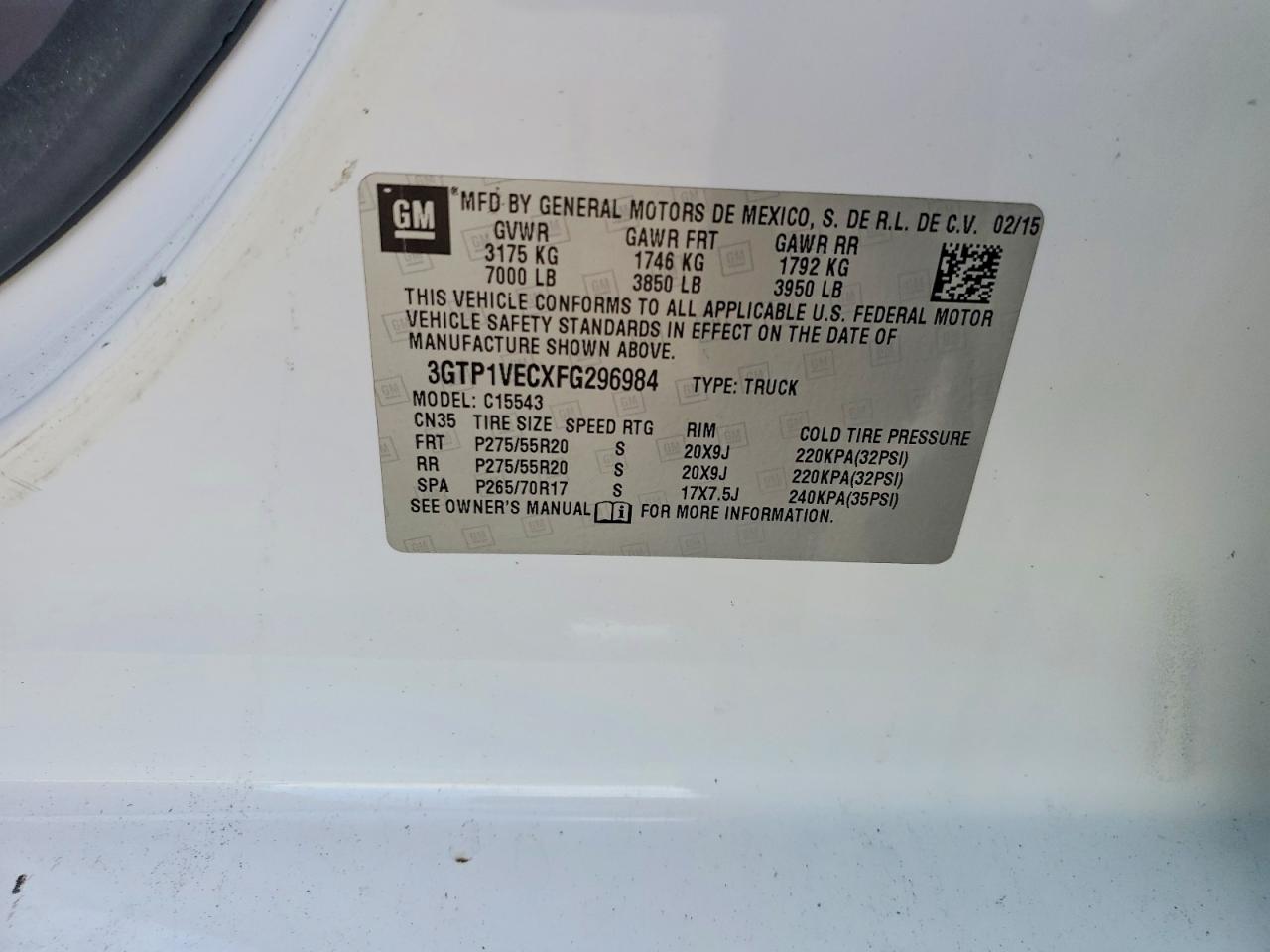 2015 Gmc Sierra C1500 Slt White vin: 3GTP1VECXFG296984