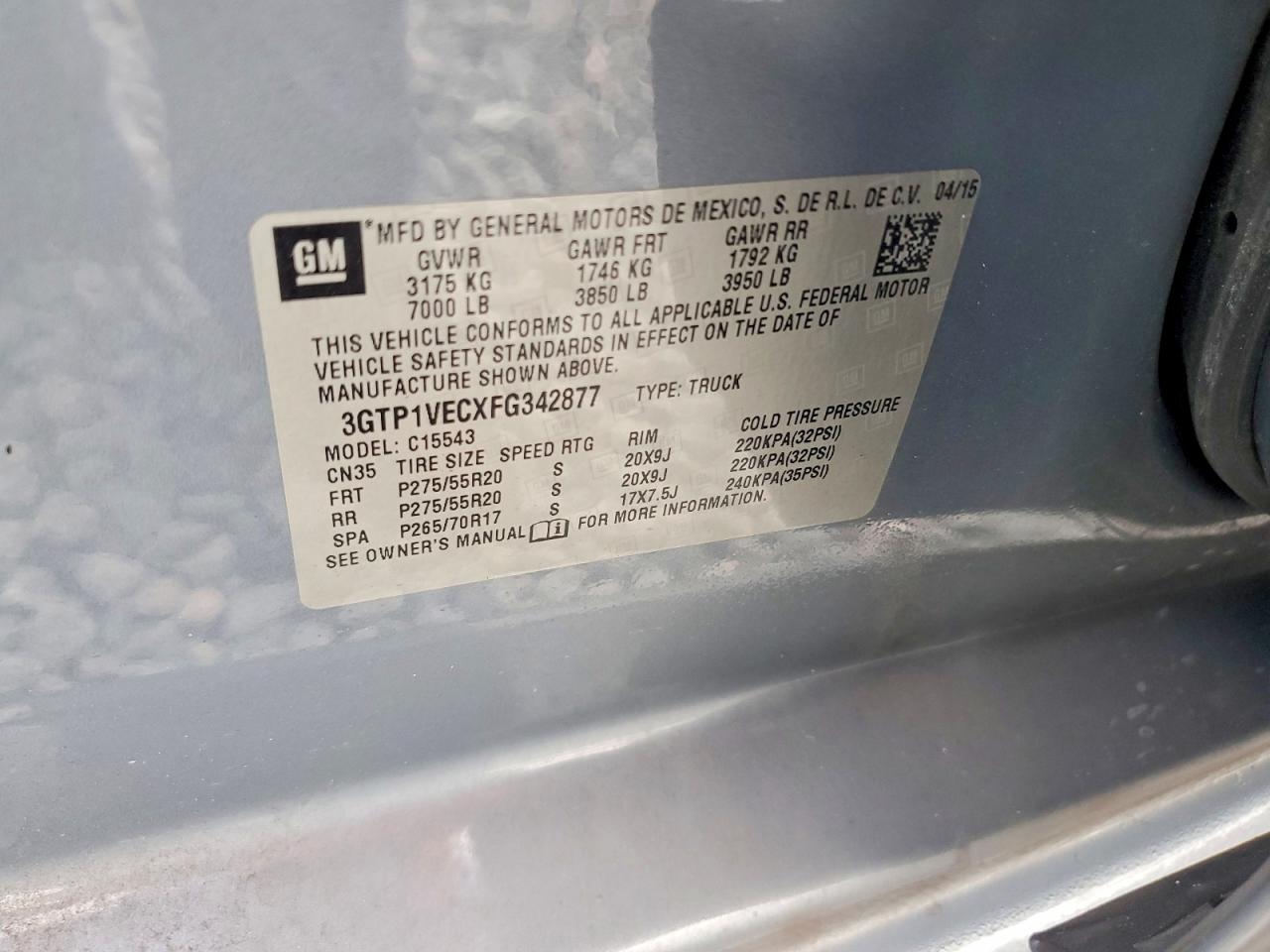 2015 Gmc Sierra C1500 Slt Gray vin: 3GTP1VECXFG342877