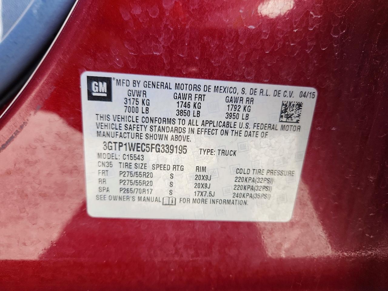 2015 Gmc Sierra C1500 Denali Burgundy vin: 3GTP1WEC5FG339195