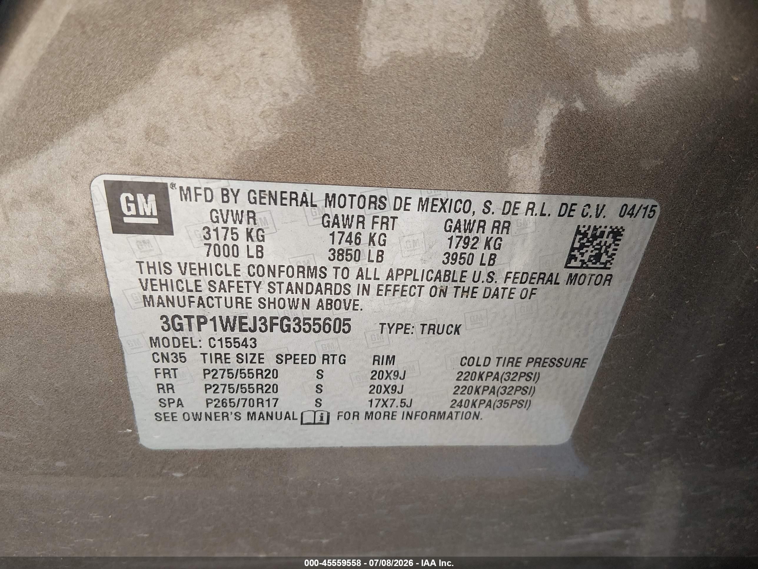 2015 Gmc Sierra 1500 Denali Brown vin: 3GTP1WEJ3FG355605