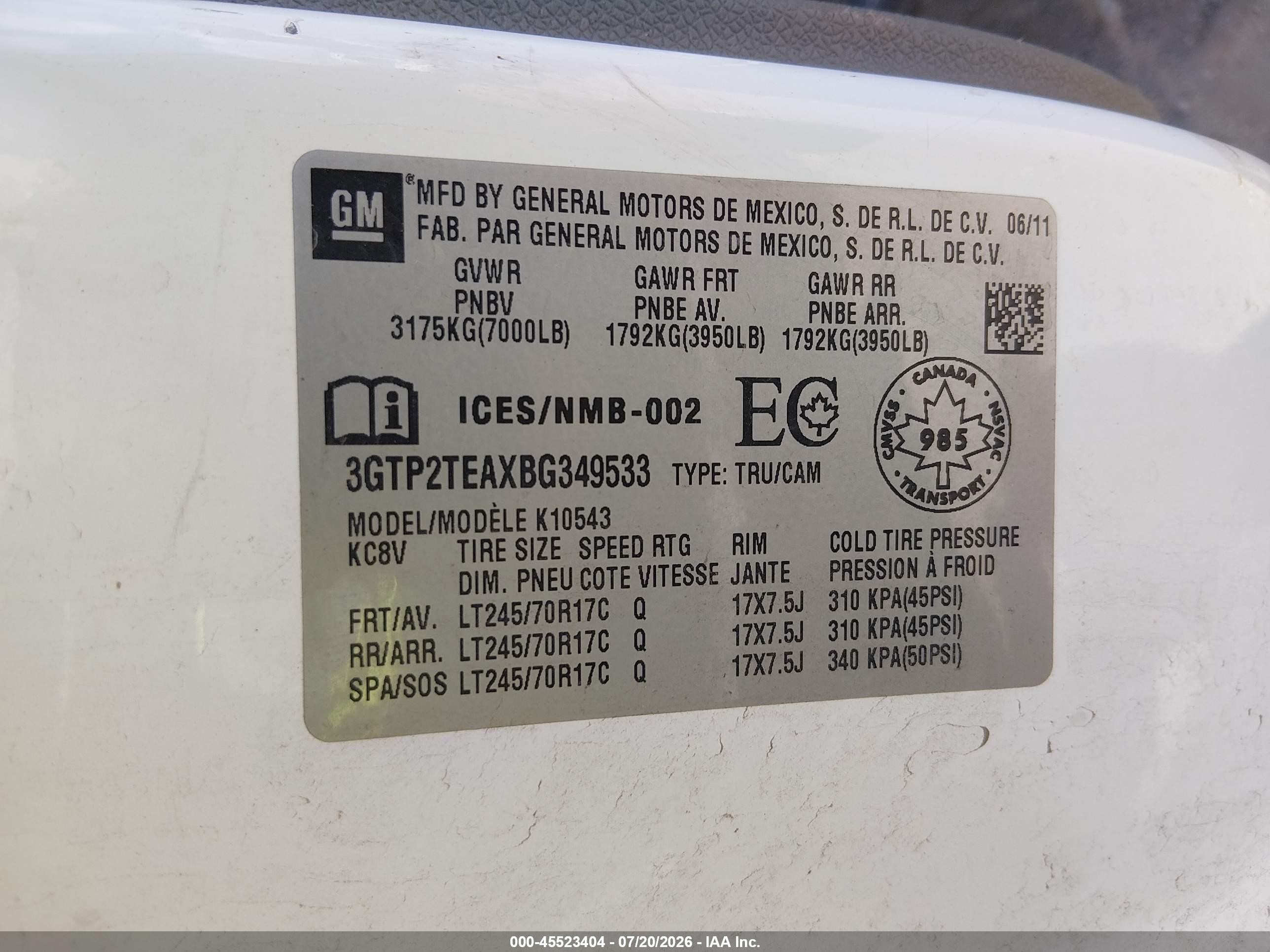 2011 Gmc Sierra 1500 Work Truck White vin: 3GTP2TEAXBG349533