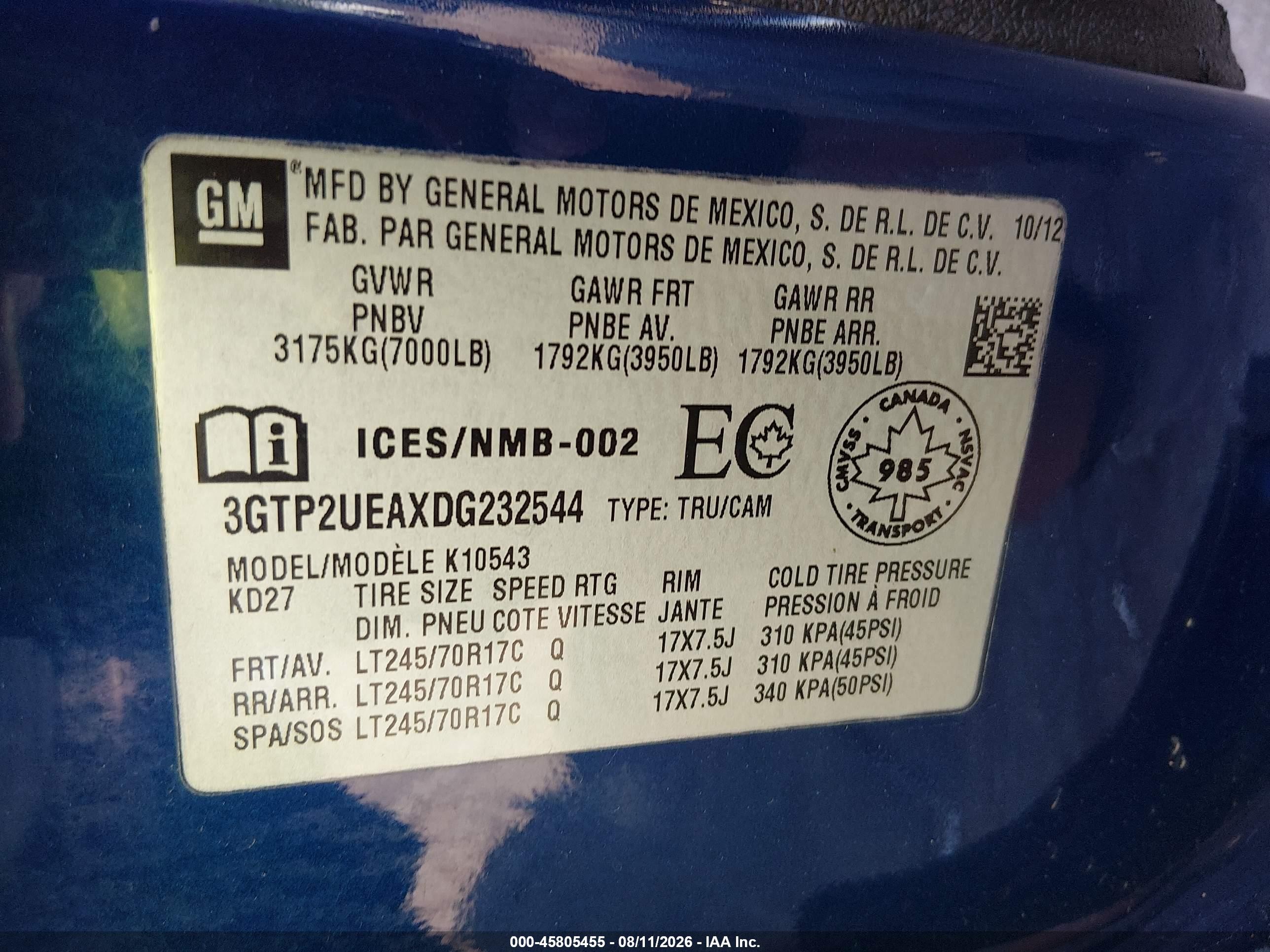 2013 Gmc Sierra 1500 Sl Blue vin: 3GTP2UEAXDG232544