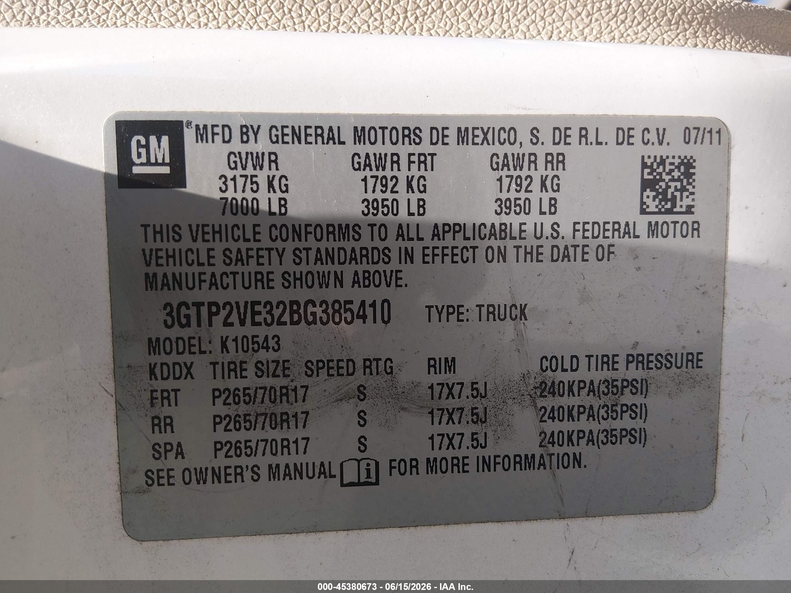 2011 Gmc Sierra 1500 Sle White vin: 3GTP2VE32BG385410