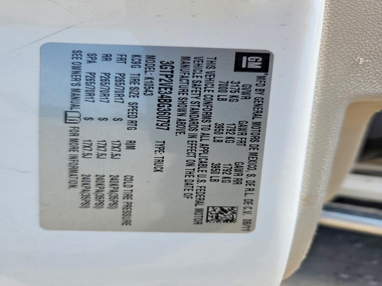 2011 Gmc Sierra K1500 Sle White vin: 3GTP2VE34BG360797