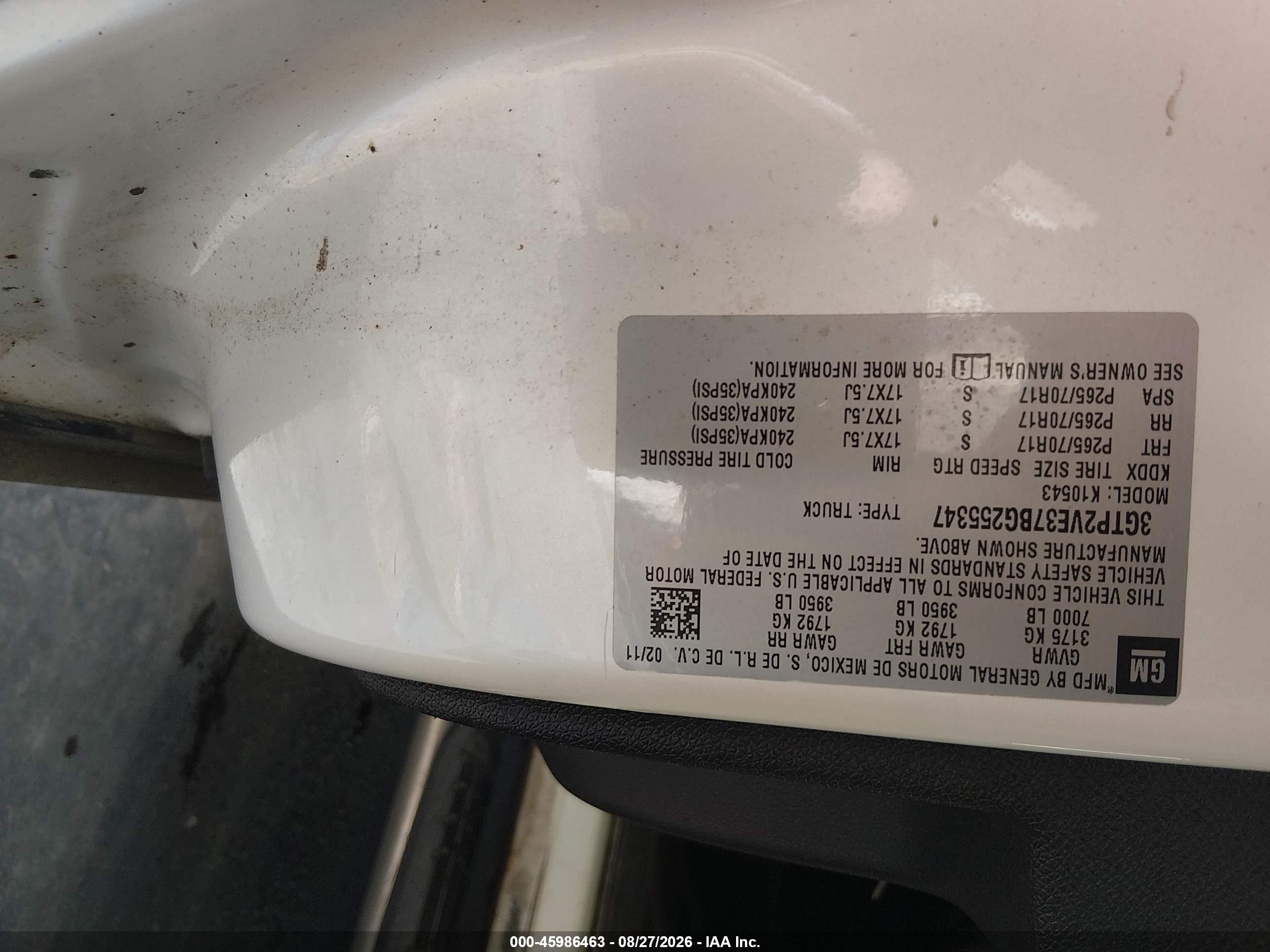 2011 Gmc Sierra 1500 Sle Белый vin: 3GTP2VE37BG255347