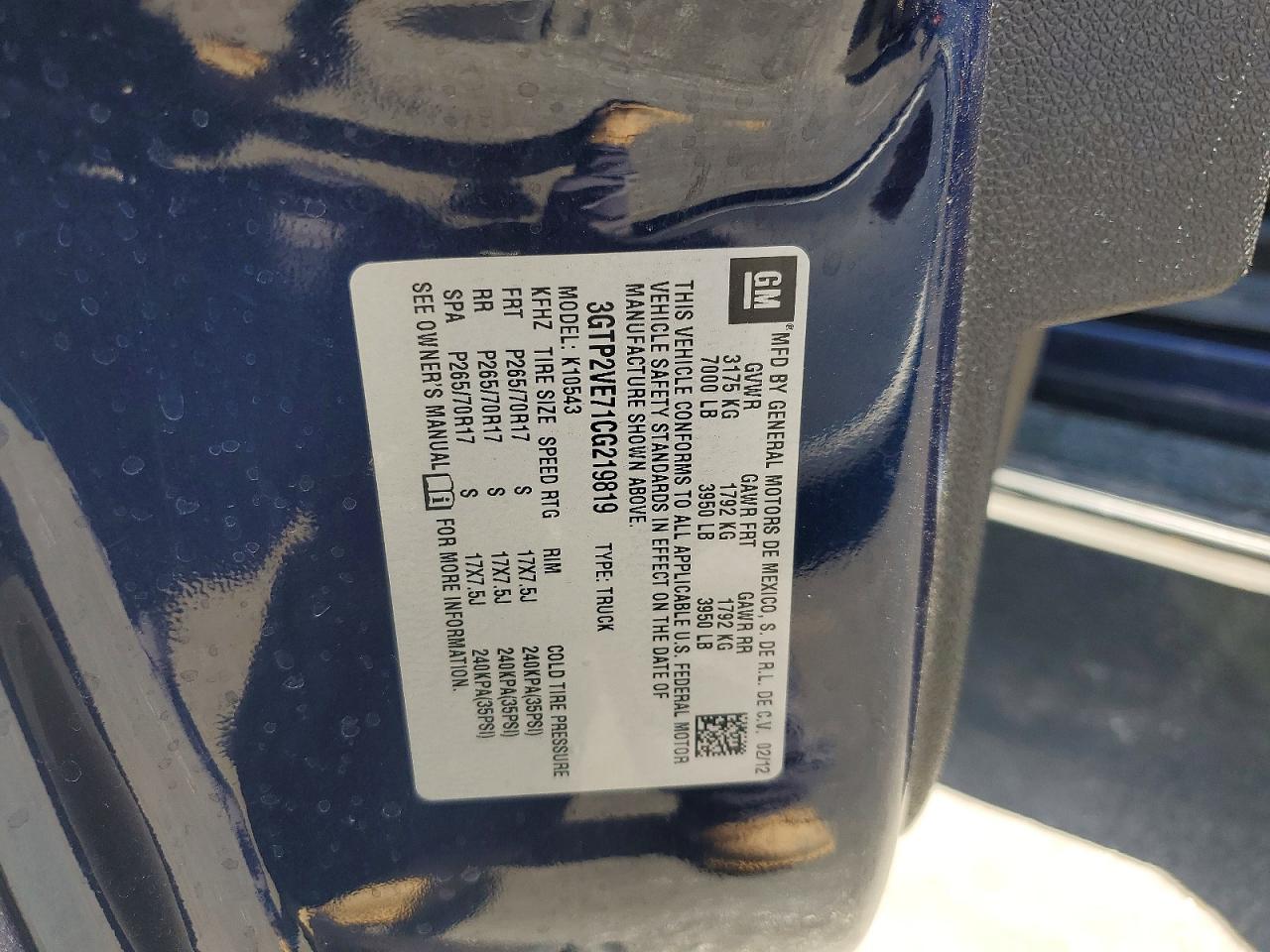 2012 Gmc Sierra K1500 Sle Blue vin: 3GTP2VE71CG219819