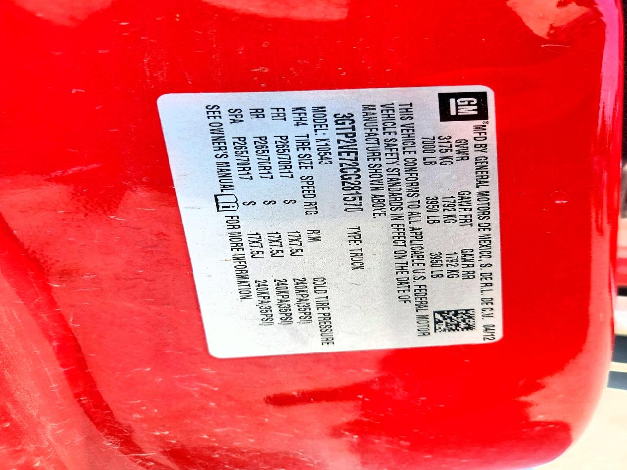 2012 Gmc Sierra K1500 Sle Red vin: 3GTP2VE72CG281570