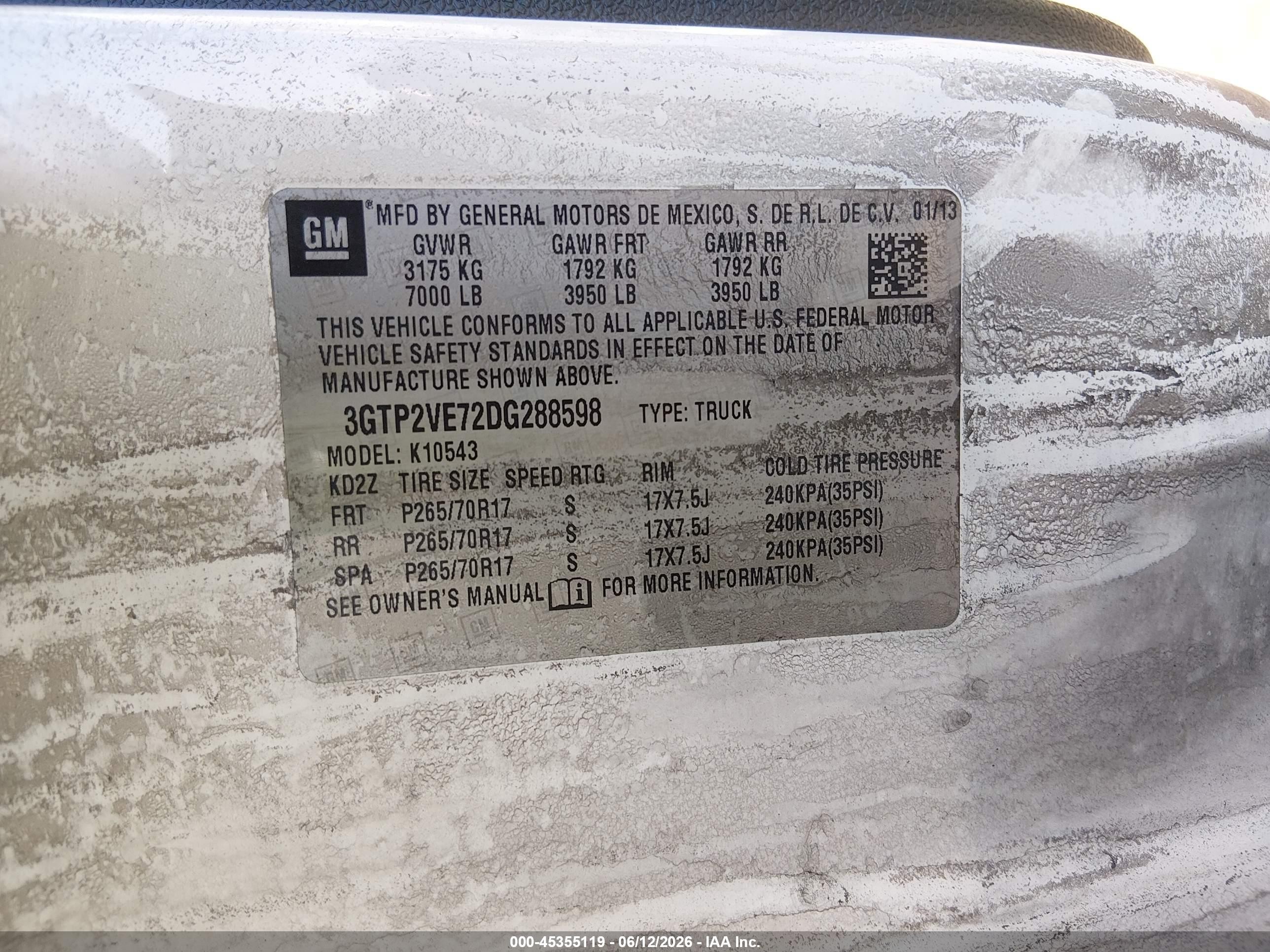 2013 Gmc Sierra 1500 Sle White vin: 3GTP2VE72DG288598