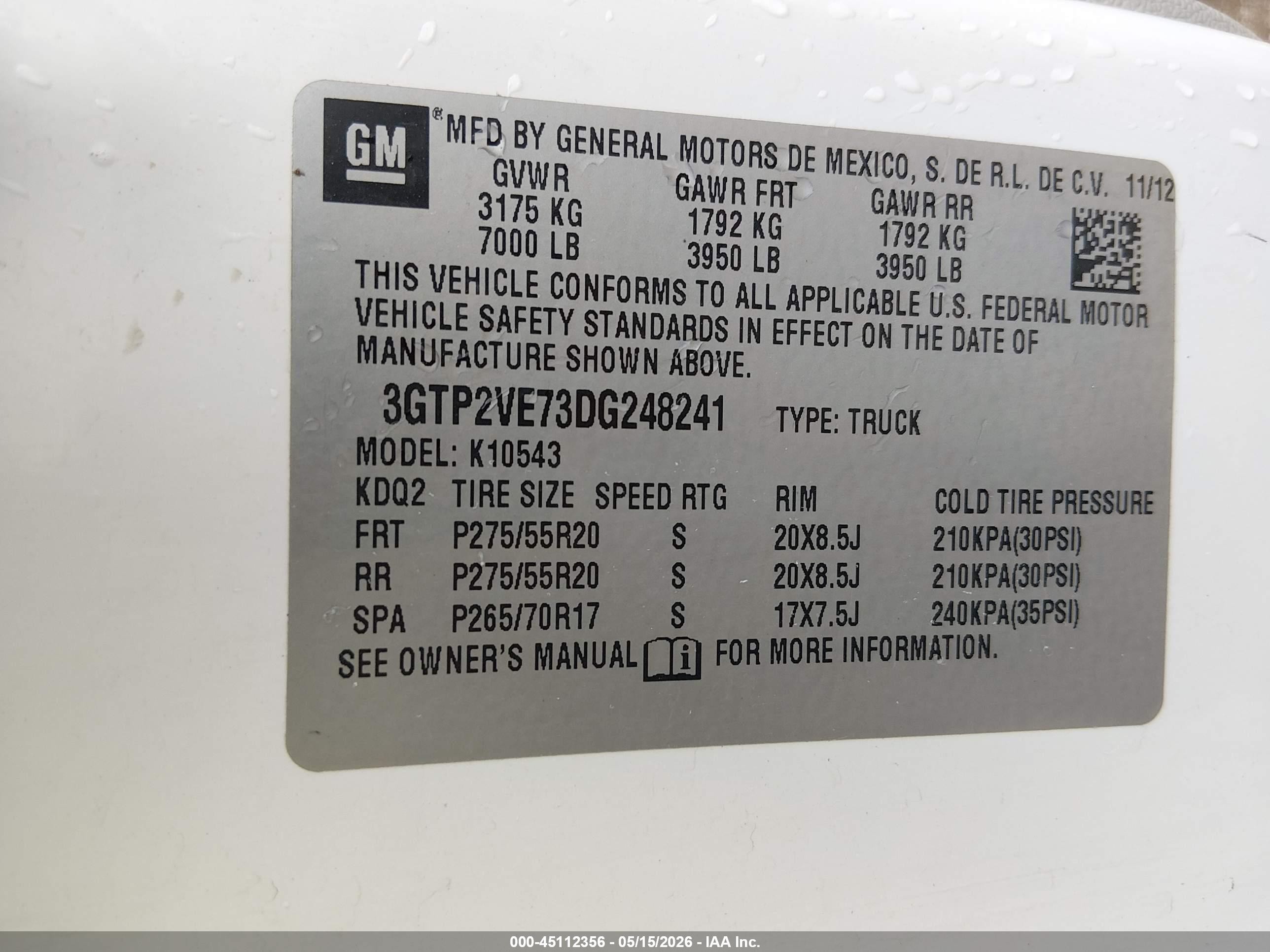 2013 Gmc Sierra 1500 Sle White vin: 3GTP2VE73DG248241