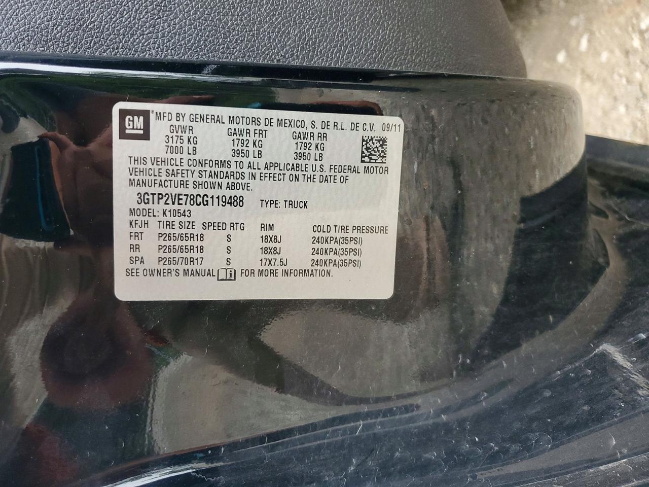 2012 Gmc Sierra K1500 Sle Black vin: 3GTP2VE78CG119488