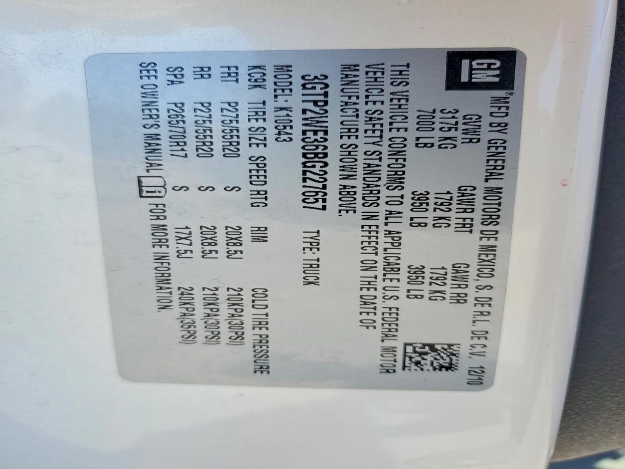 2011 Gmc Sierra K1500 Slt White vin: 3GTP2WE36BG227657