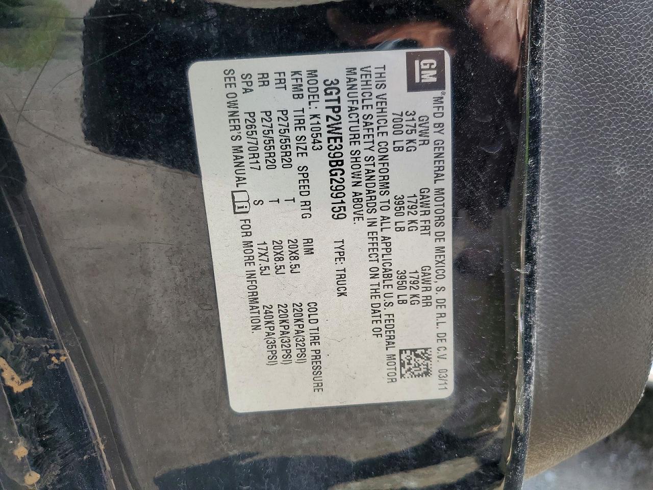 2011 Gmc Sierra K1500 Slt Black vin: 3GTP2WE39BG299159