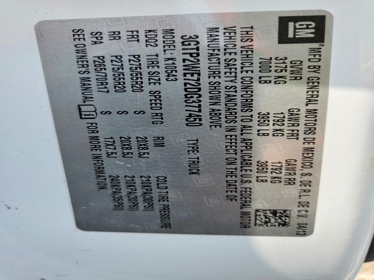 2013 Gmc Sierra K1500 Slt Белый vin: 3GTP2WE72DG377450