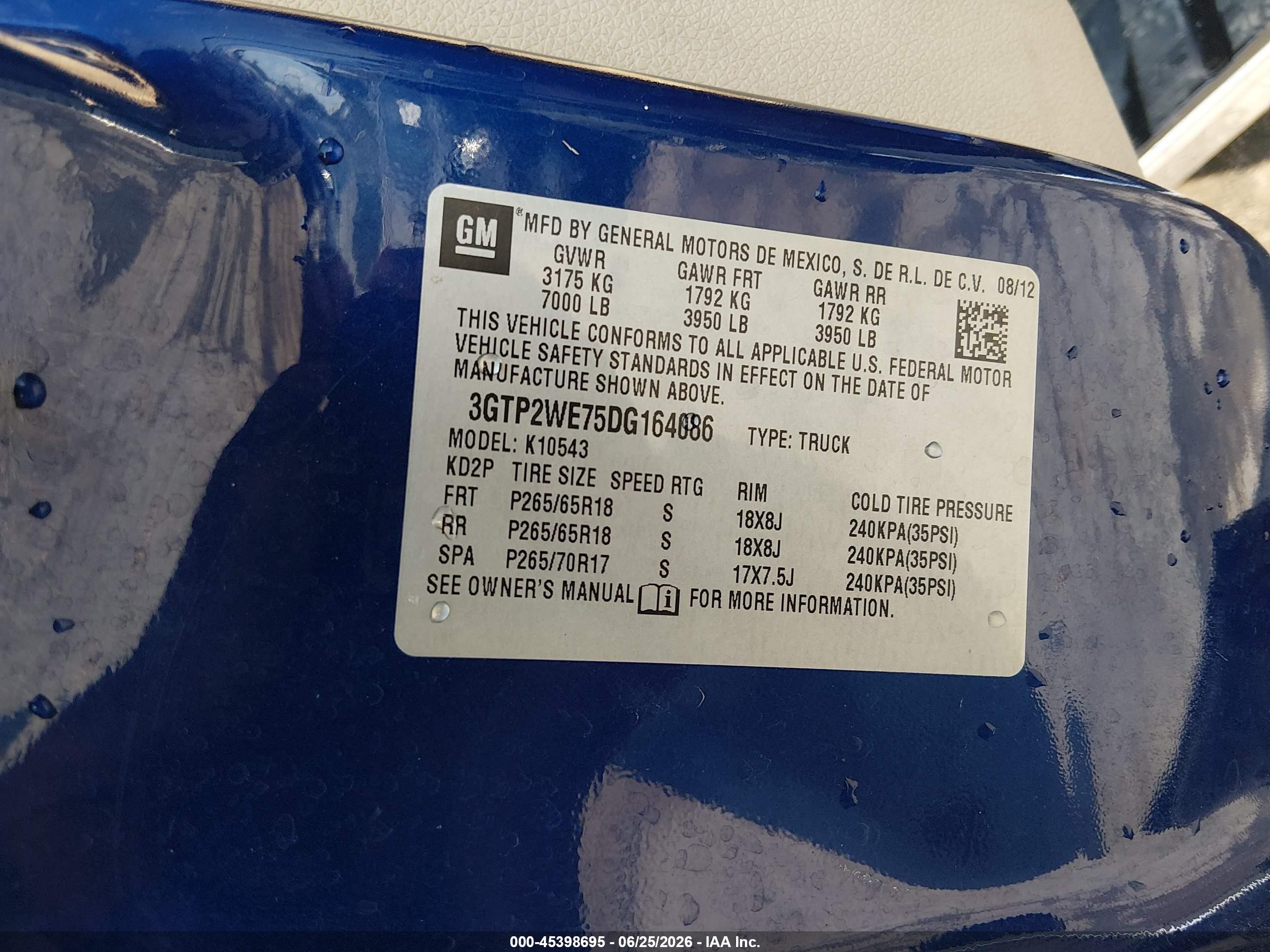 2013 Gmc Sierra 1500 Slt Blue vin: 3GTP2WE75DG164086