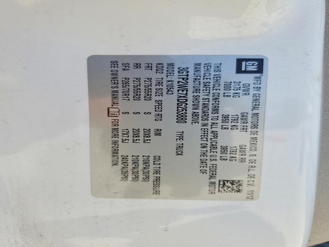 2013 Gmc Sierra K1500 Slt White vin: 3GTP2WE7XDG253880