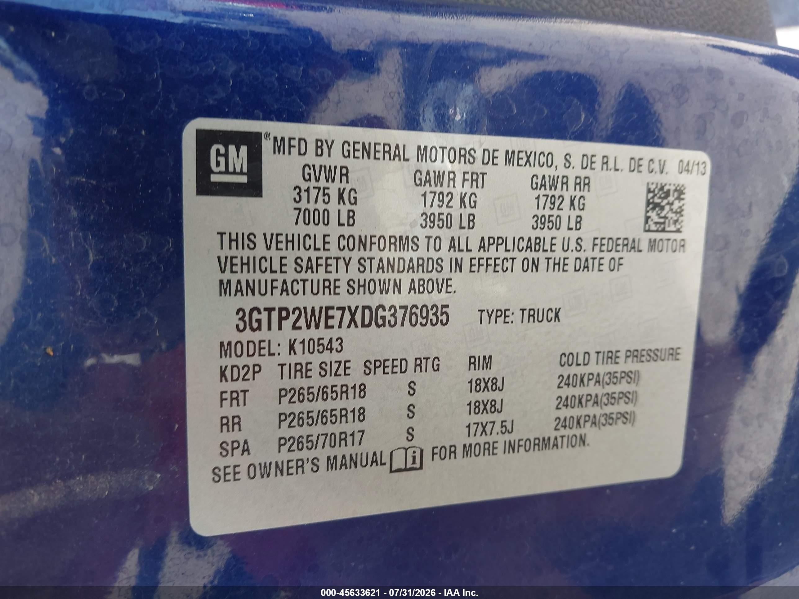 2013 Gmc Sierra 1500 Slt Blue vin: 3GTP2WE7XDG376935