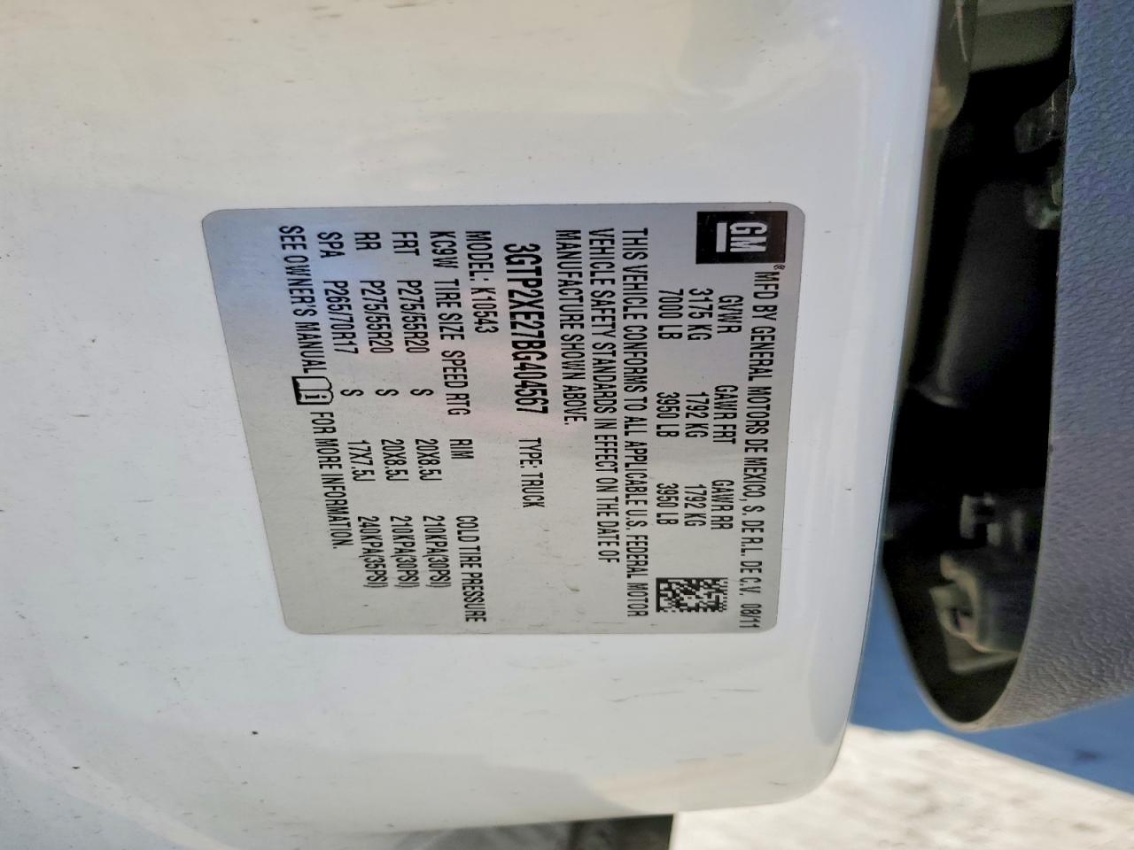 2011 Gmc Sierra K1500 Denali Белый vin: 3GTP2XE27BG404567