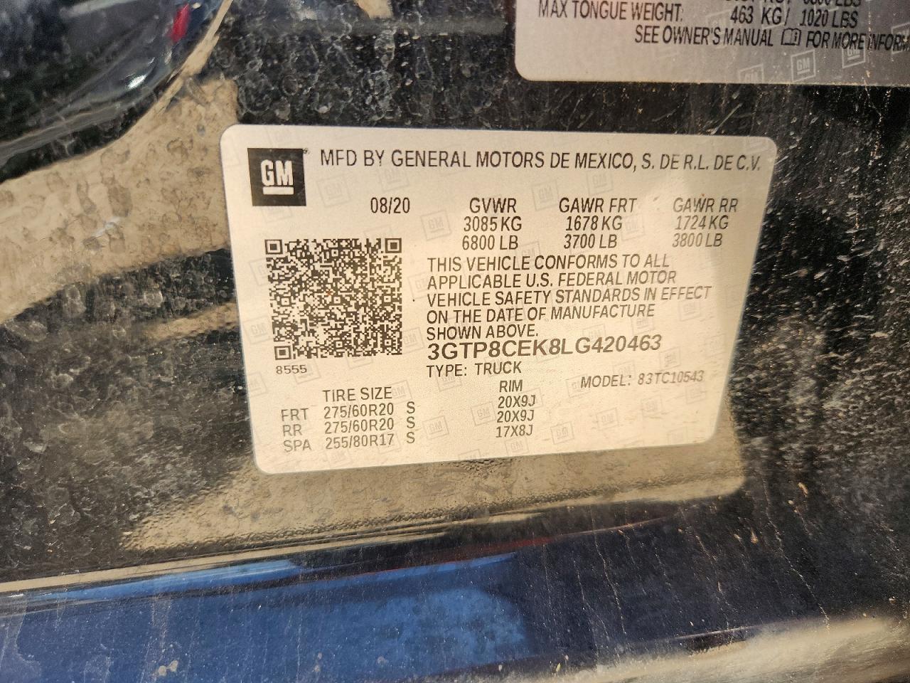 2020 Gmc Sierra C1500 Elevation Black vin: 3GTP8CEK8LG420463