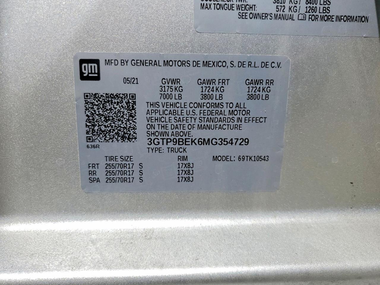2021 Gmc Sierra K1500 Sle Silver vin: 3GTP9BEK6MG354729