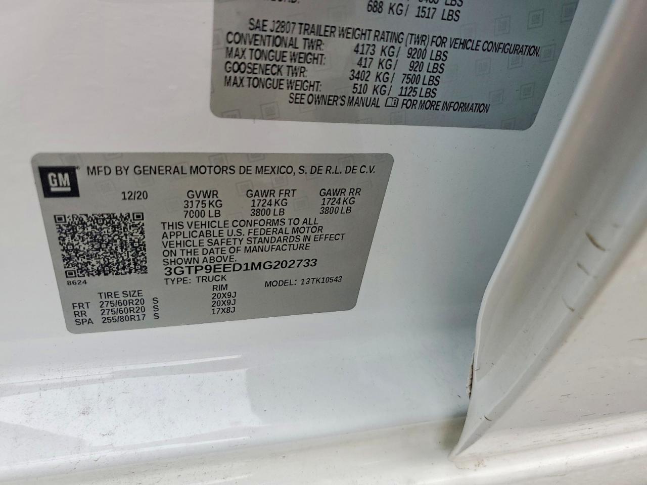 2021 Gmc Sierra K1500 At4 White vin: 3GTP9EED1MG202733