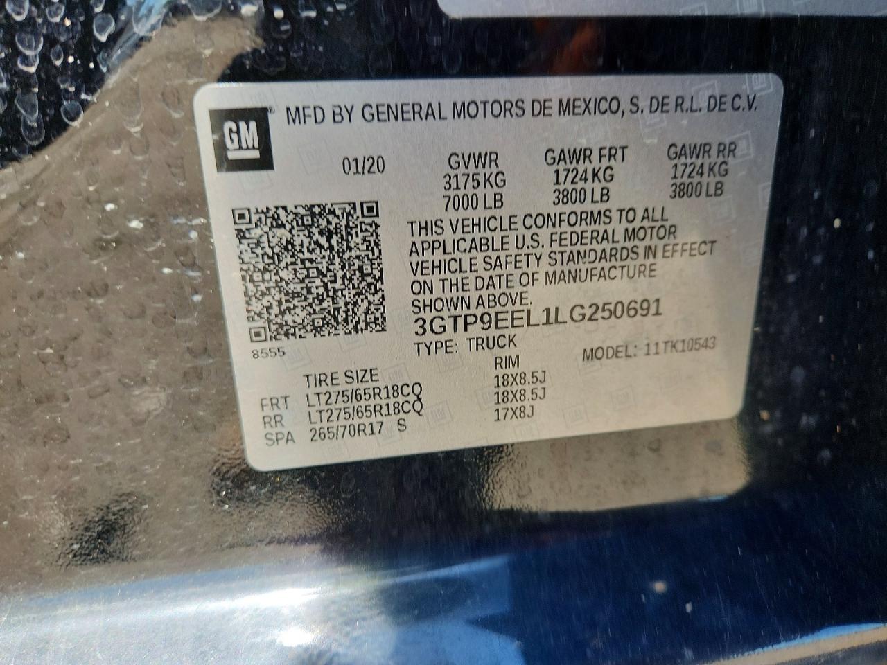 2020 Gmc Sierra K1500 At4 Black vin: 3GTP9EEL1LG250691