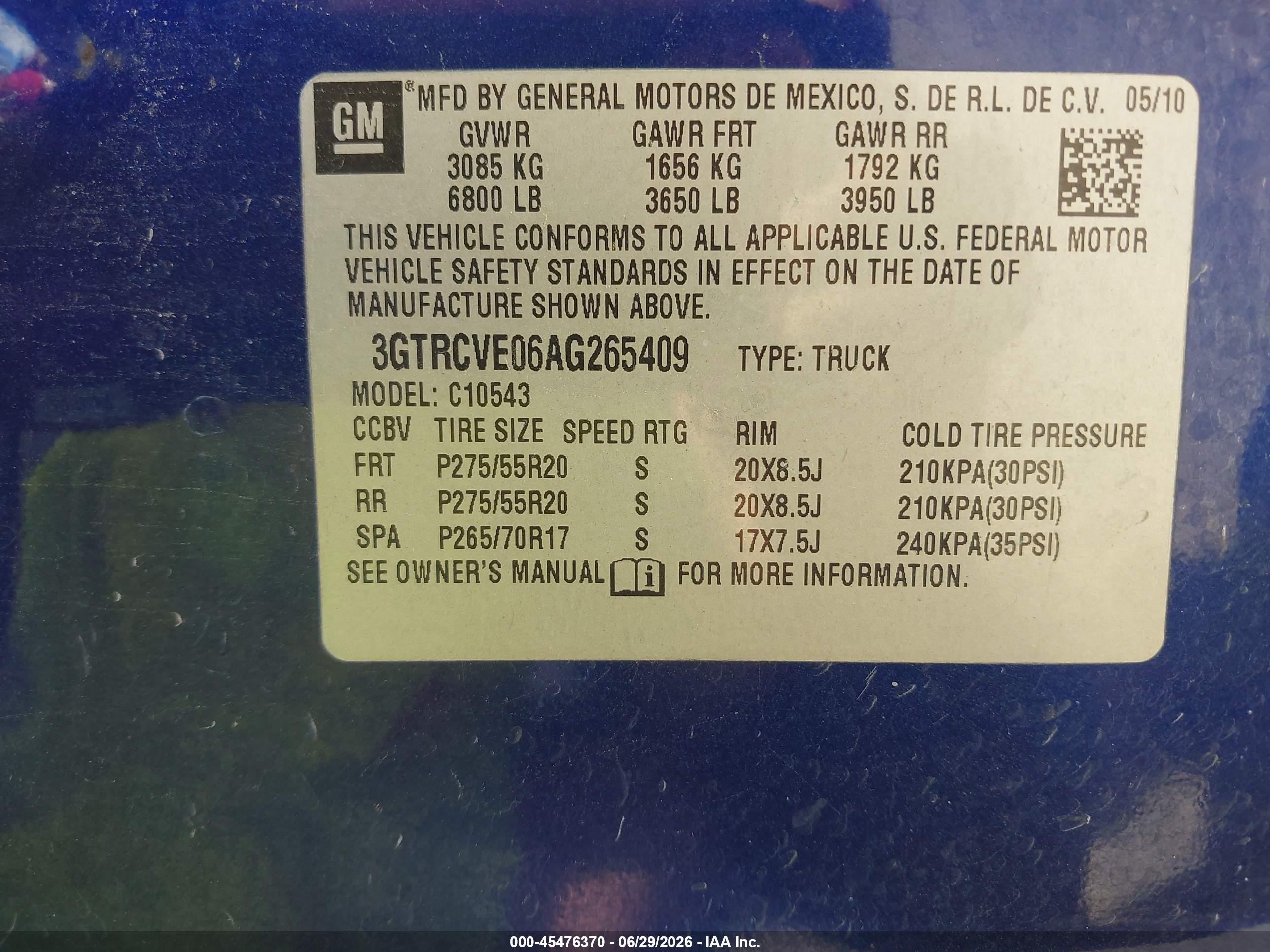 2010 Gmc Sierra 1500 Sle Blue vin: 3GTRCVE06AG265409