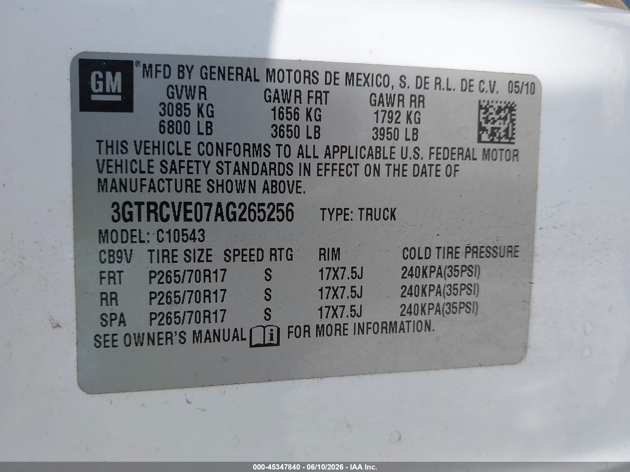 2010 Gmc Sierra 1500 Sle White vin: 3GTRCVE07AG265256